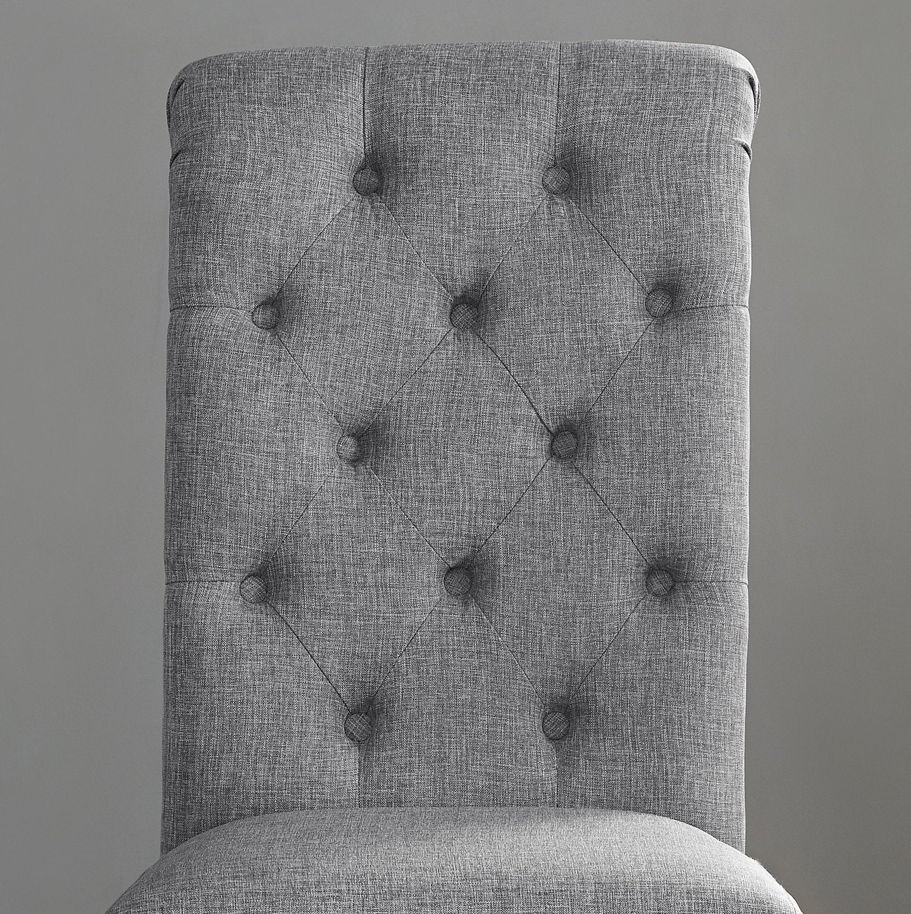 Roundhill Furniture Leviton Solid Wood Tufted Upholstered Dining Chairs, Grey - Set of 2 | Modern Farmhouse Kitchen & Dining Room Seating for Home & Restaurant Use