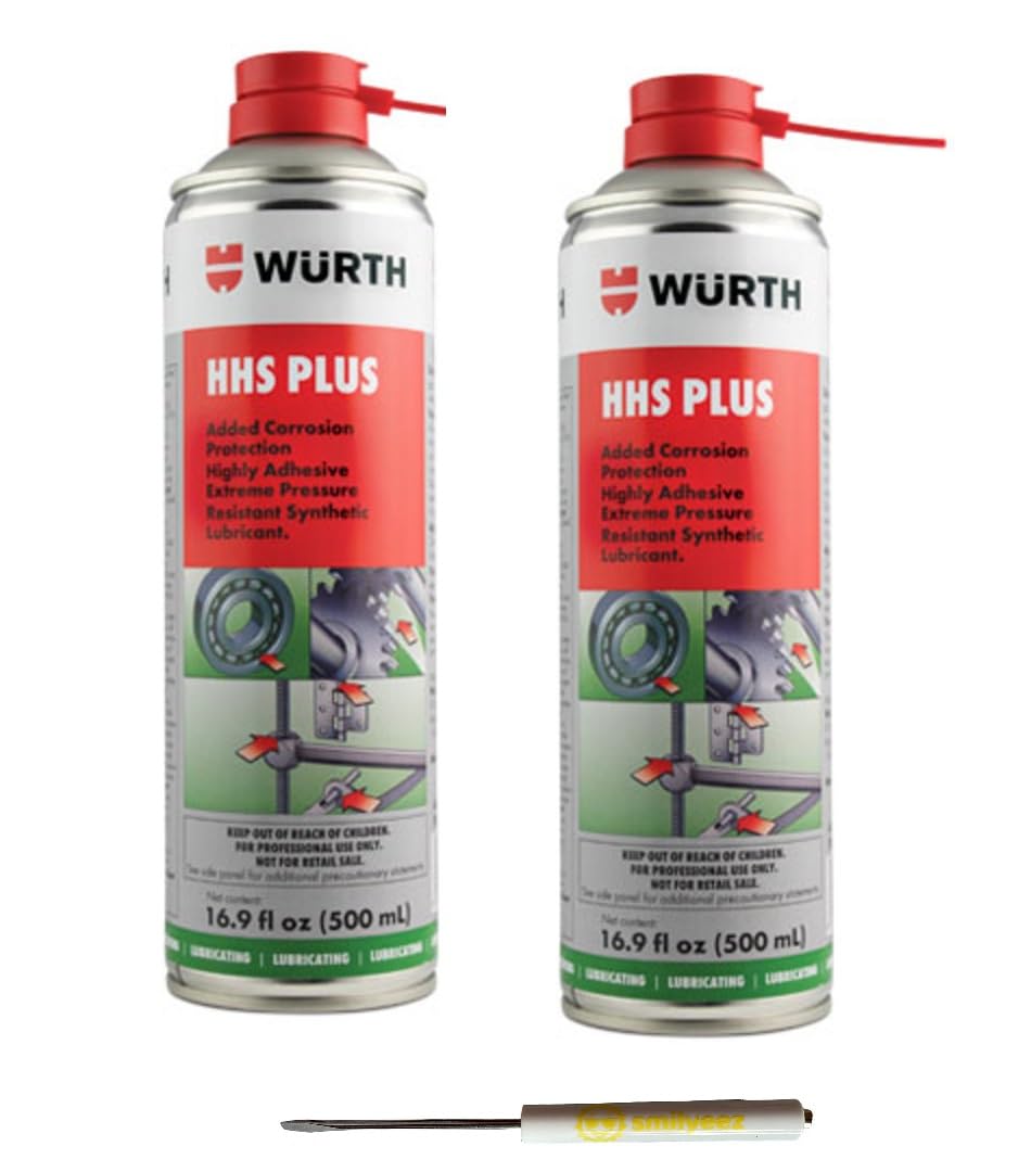 Wurth HHS Plus High Pressure Resistant Semi-Synthetic Oil (2 Cans) with Pocket Screwdriver - Ideal for Automotive Maintenance, Industrial Machinery & Heavy Equipment Lubrication