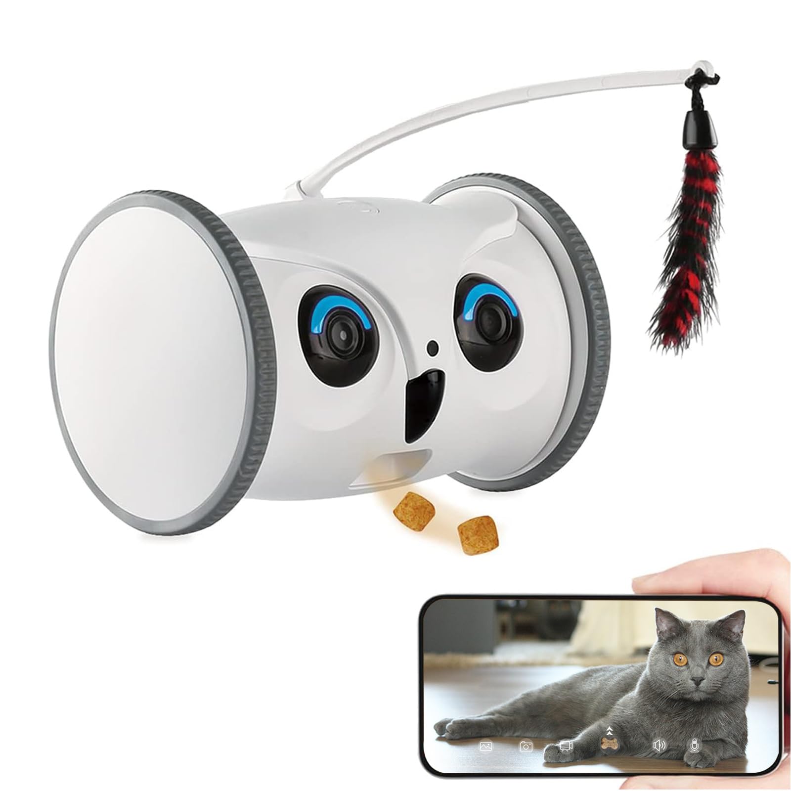 SKYMEE Owl Robot - Smart Pet Camera & Treat Dispenser with Remote App Control for Dogs & Cats | Interactive Toy for Home Monitoring & Playtime