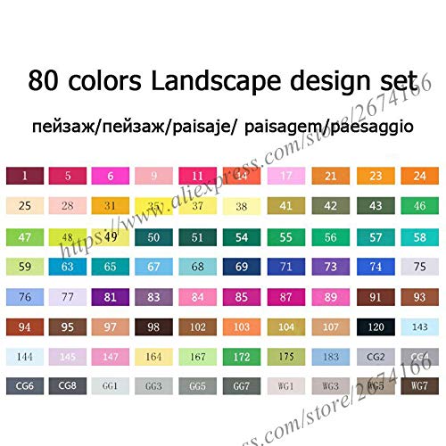 Cobaka Dual Tip Alcohol Markers Set - 80 Colors Landscape Collection with Brush & Fine Point Tips - Oil-Based Ink for Manga, Sketching & Illustration - Perfect for Artists, Students & Adult Coloring Books