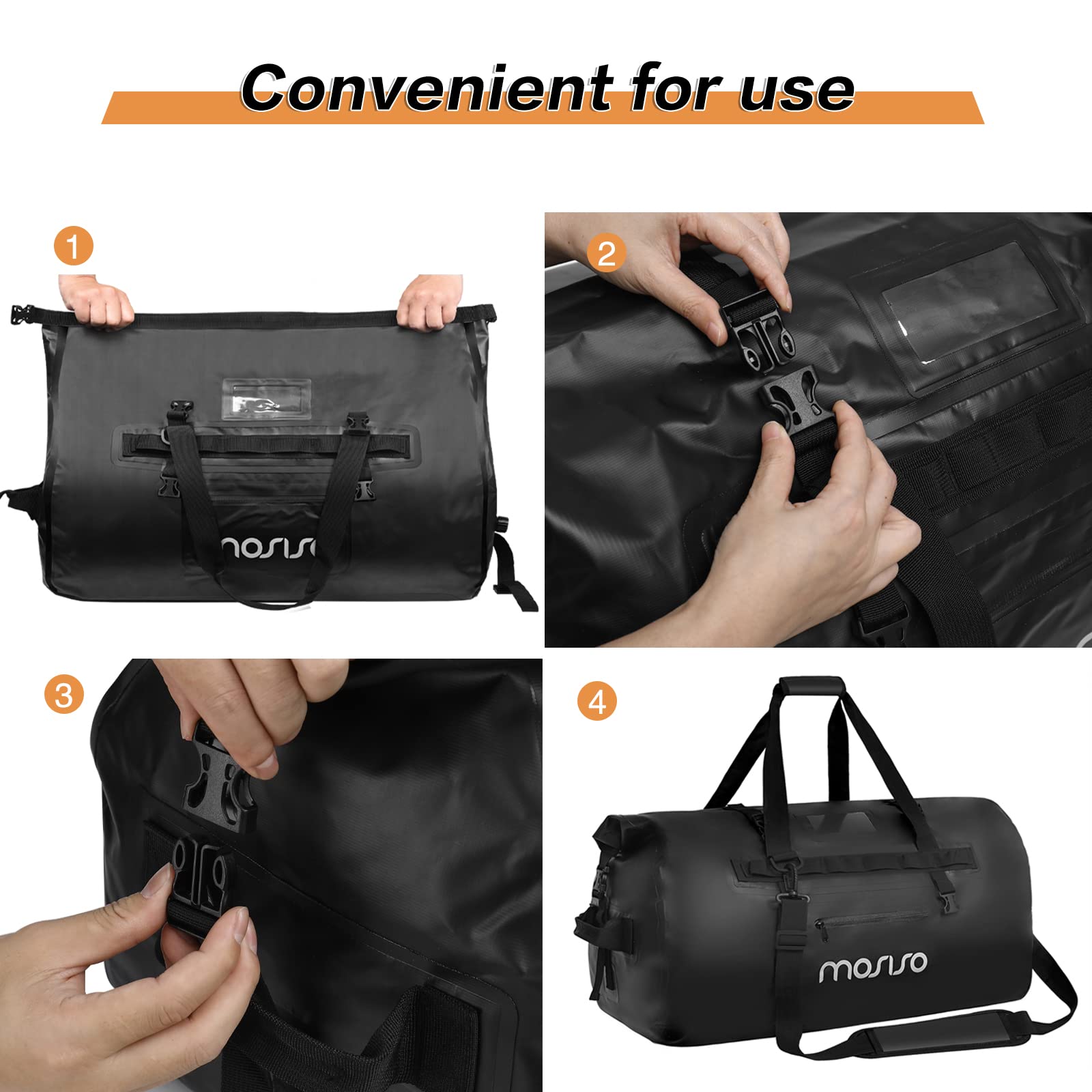 MOSISO 60L Waterproof Camera Backpack & Travel Dry Duffel Bag - Tactical Photography Bag with Tripod Holder & 15-16