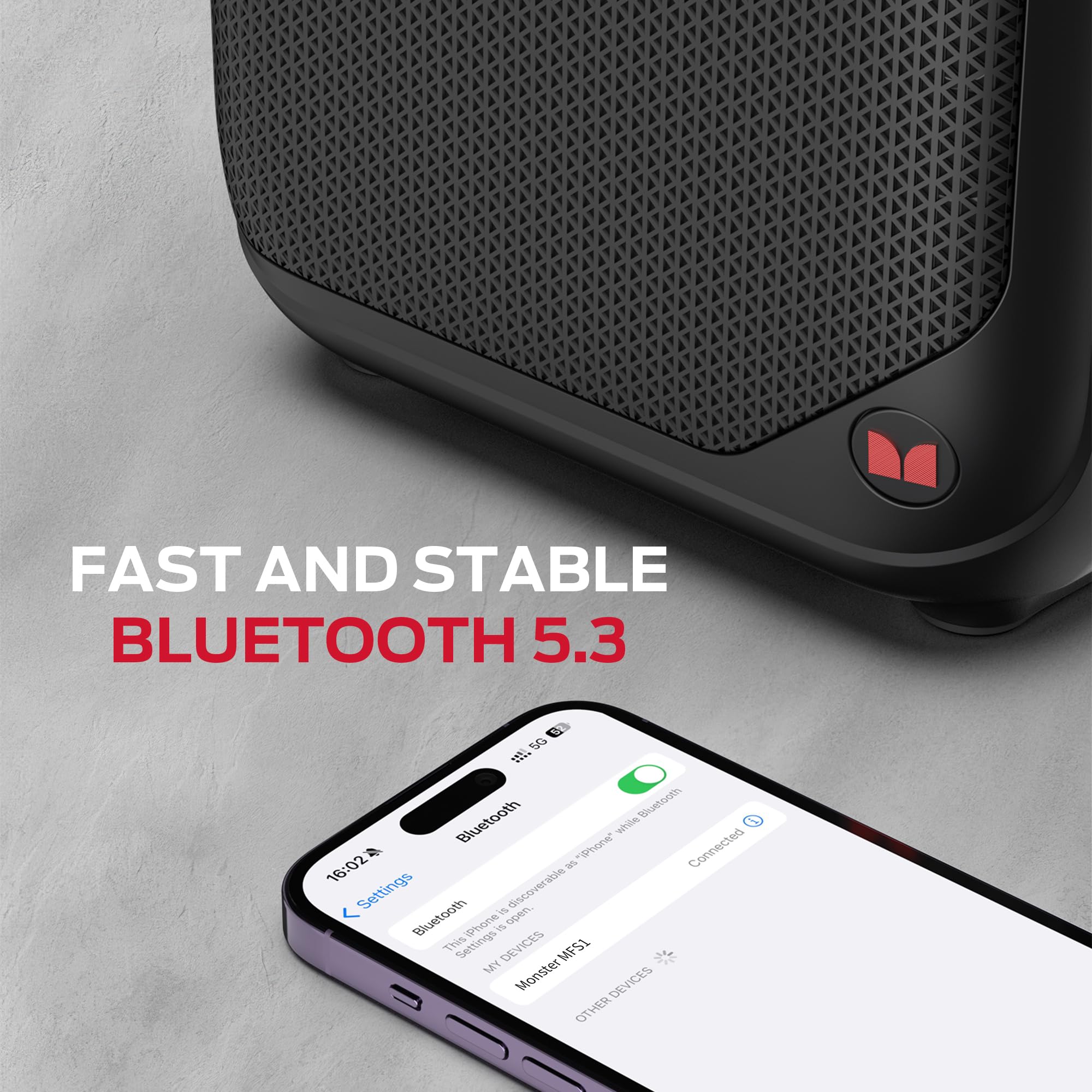 Monster Portable Bluetooth Speaker - Wireless Loud Speaker with Stereo Sound & 12H Playtime | Supports TF Card, AUX, USB, FM Radio | Perfect for Indoor, Outdoor, Parties, Travel & Camping