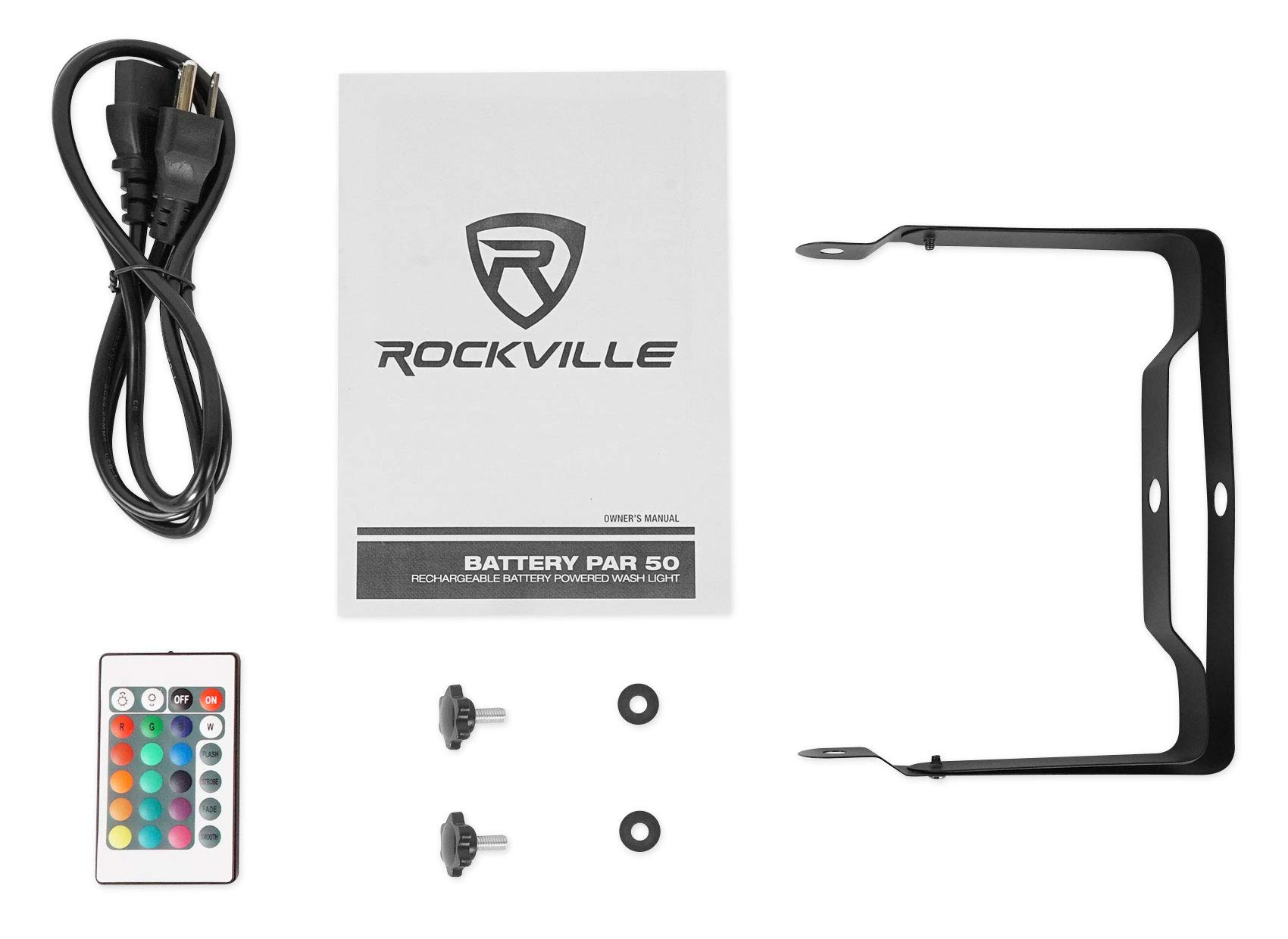 Rockville PAR 50 Rechargeable LED DMX DJ Lights with Remote - 3 Pack Professional Battery-Powered Uplighting for Weddings, Clubs, and Stage Performances