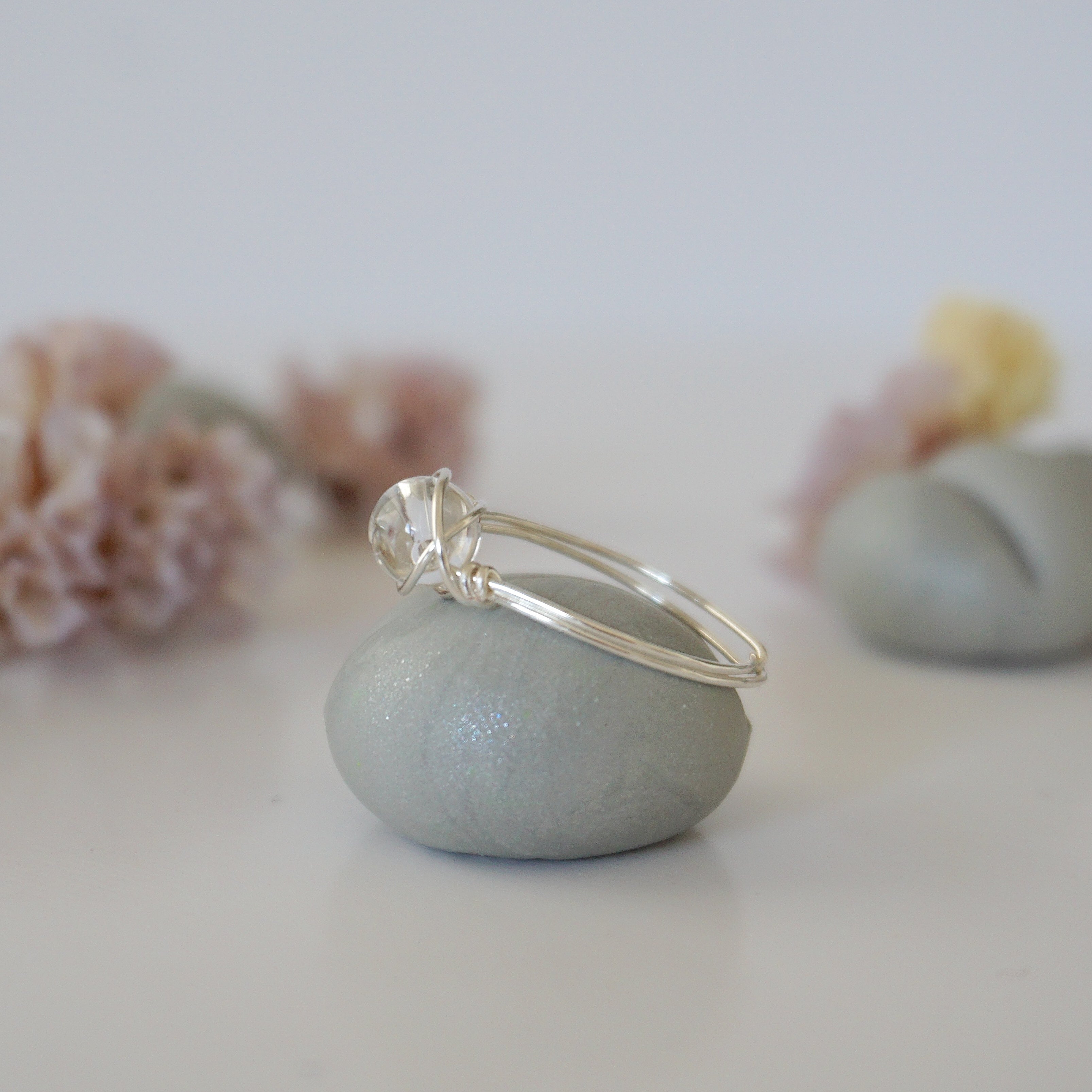Simple Birthstone Ring - Clear Quartz (Rock Crystal) for Women | Elegant & Minimalist Jewelry | Perfect for Gifts, Anniversaries & Everyday Wear