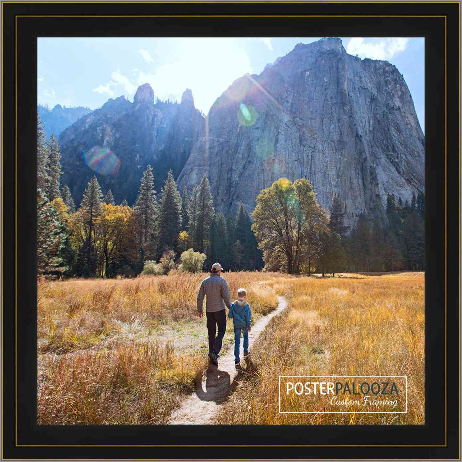 22x22 Contemporary Black Square Wood Picture Frame with UV Acrylic & Foam Backing - Complete Wall Art Display Set for Posters, Photos & Canvas (Home, Office, Gallery Decor)