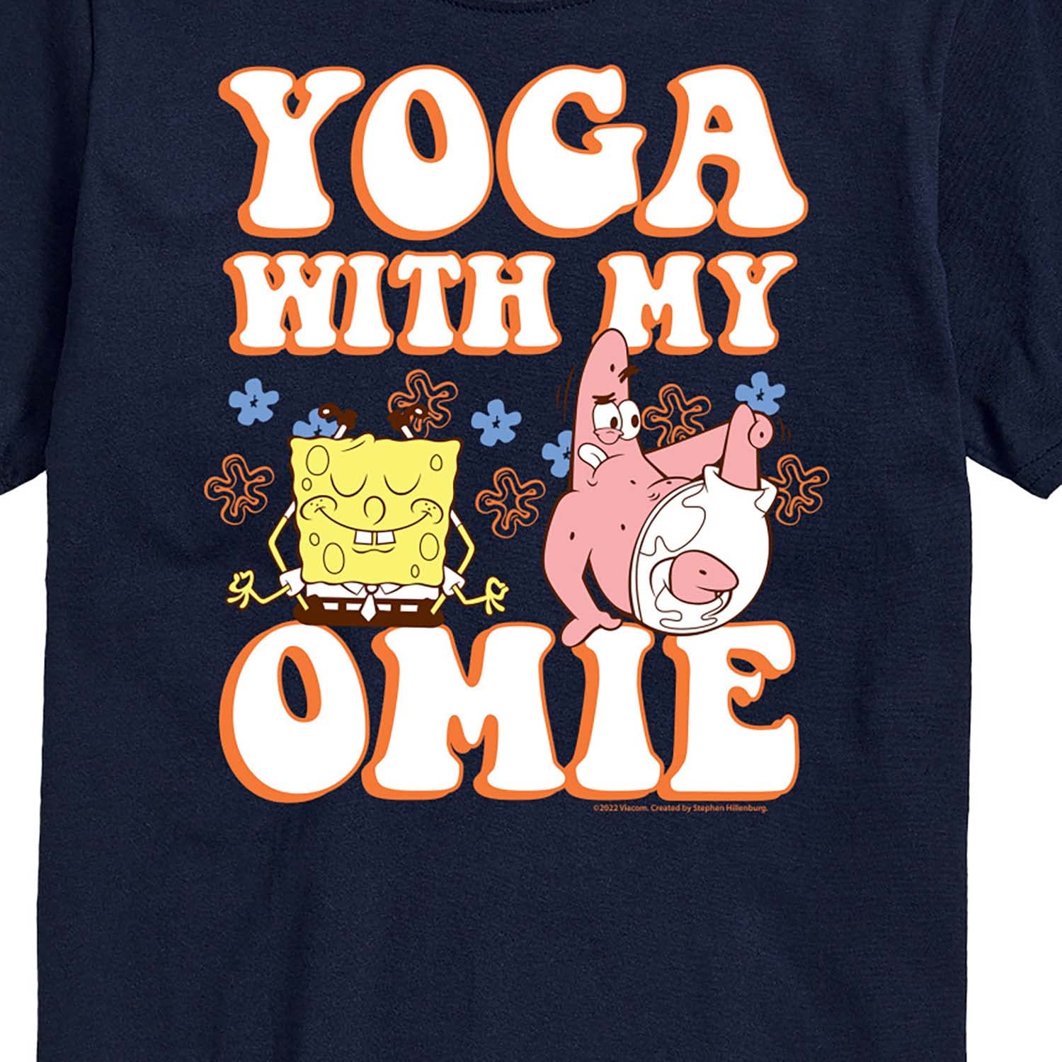 HYBRID APPAREL Spongebob Squarepants Yoga with My Omie Men's Graphic T-Shirt - Funny Cartoon Short Sleeve Tee for Casual Wear, Gym & Lounge