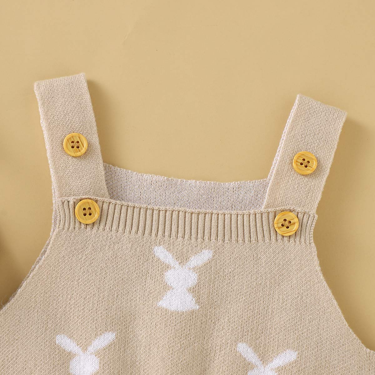 MoZiKQin Baby Girl & Boy Easter Bunny Romper - Sleeveless Knitted Bodysuit Jumpsuit for 1st Easter Outfit | Cute Newborn & Infant Easter Clothes | Perfect for Easter Photos, Church, Family Gatherings & Spring Celebrations