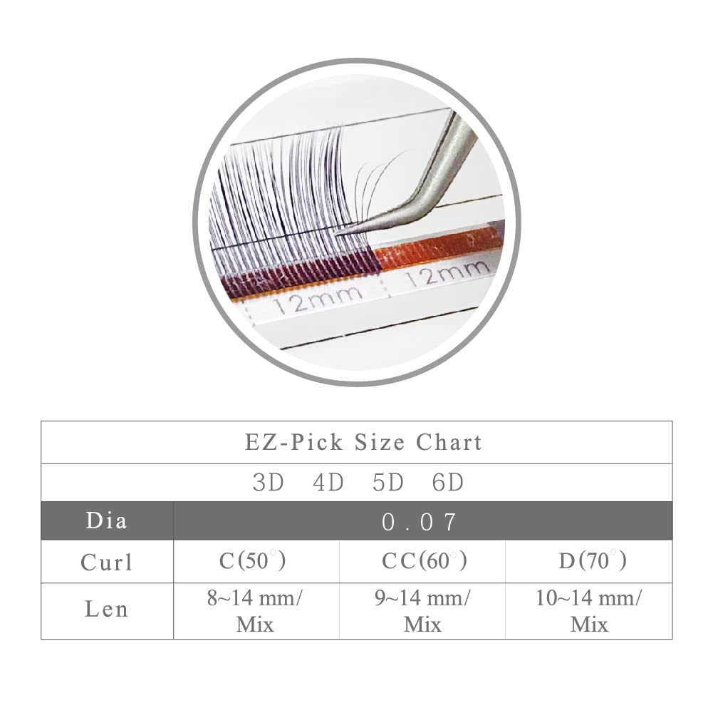 JOVISA 6D EZ Pick Mink Premade Fan Eyelash Extensions - 0.07mm CC Curl Volume Lashes (12mm) - Perfect for Bridal, Party & Special Occasion Makeup