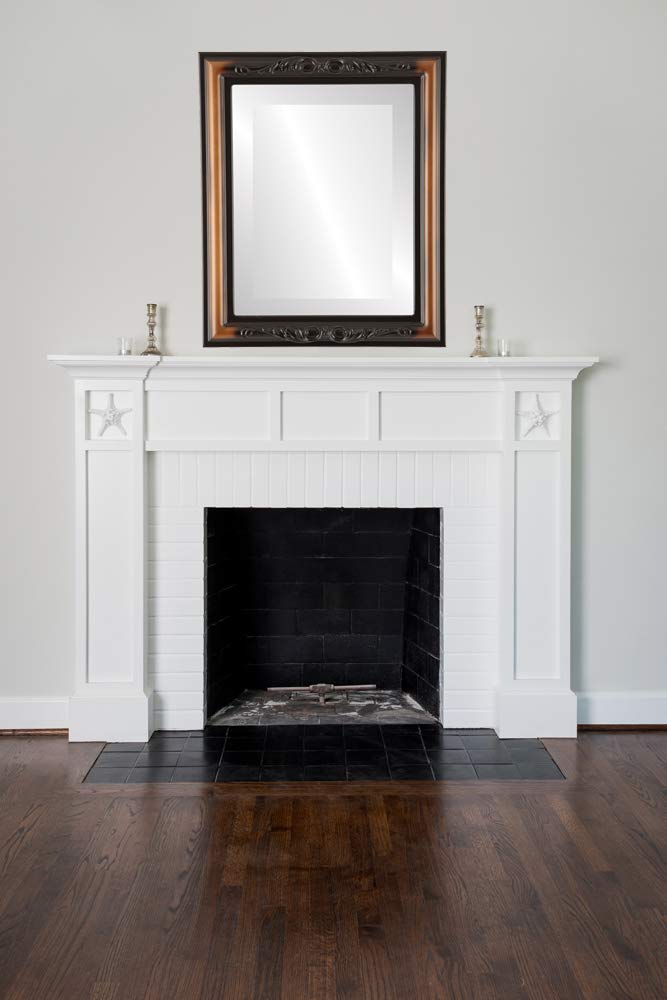 Ovalcrest Florence Style Rectangle Beveled Wall Mirror - 16x20 Inches Walnut Frame - Elegant Home Decor for Living Room, Bedroom & Entryway