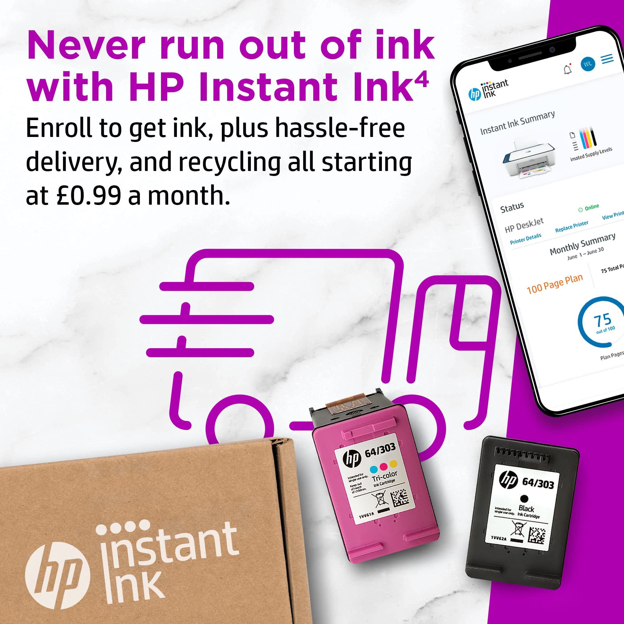 HP DeskJet 2721e All-in-One Wireless Color Printer with 6 Months Instant Ink | HP+ Enabled | Compact Home & Office Printer for Documents, Photos | White & Blue Design | Perfect for Remote Work & School Projects