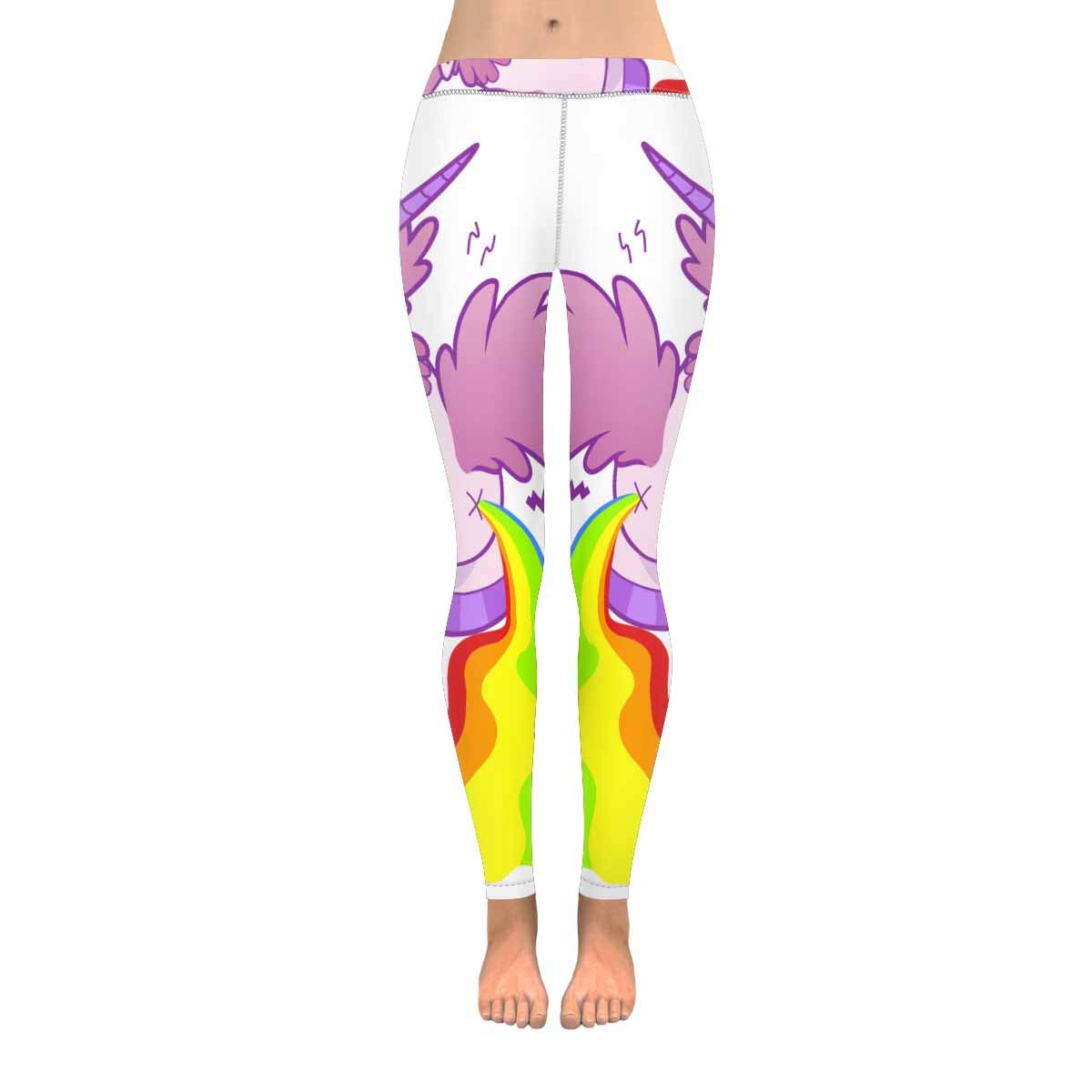 InterestPrint Women's Yoga Pants - Cartoon Unicorn & Cute Owls Print Stretchy High-Waisted Gym Leggings for Workout, Running & Lounge Wear