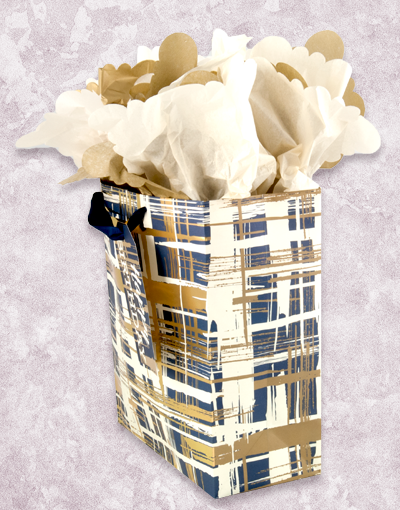 Abstract Plaid Gift Bags for Party Favors, Wedding Decorations & Garden Themed Events - Elegant Reusable Gift Packaging