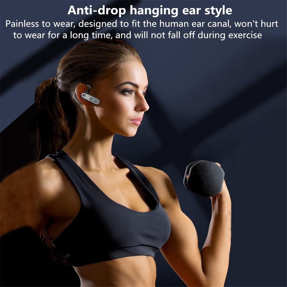 STFMHEZ Bluetooth 5.2 Wireless Earpiece - Single Ear Bone Conduction Headset with Noise Canceling Mic, Digital Display & Voice Control for Hands-Free Calling - Perfect for Sports, Business Meetings & Driving