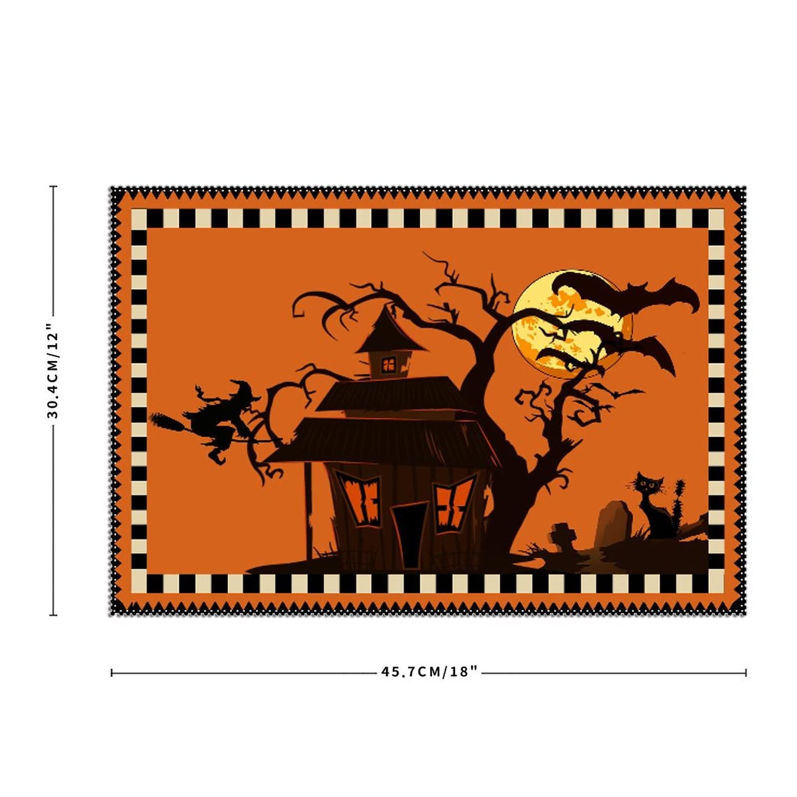 Happy Halloween Placemats Set of 4 - Wicked Pumpkin & Spider Design, Heat Resistant, Washable, Non-Slip Table Mats for Kitchen Dining - Perfect for Holiday Banquets, Fall Decor & Spooky Dinner Parties