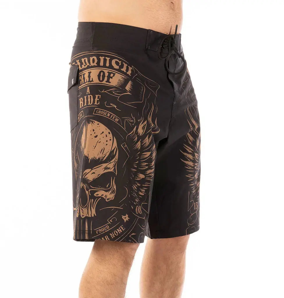 Headrush Men's Biker Wings Board Shorts - Quick-Dry Swim Trunks for Surfing, Beach & Pool - Comfortable Stretch Fabric for Active Water Sports