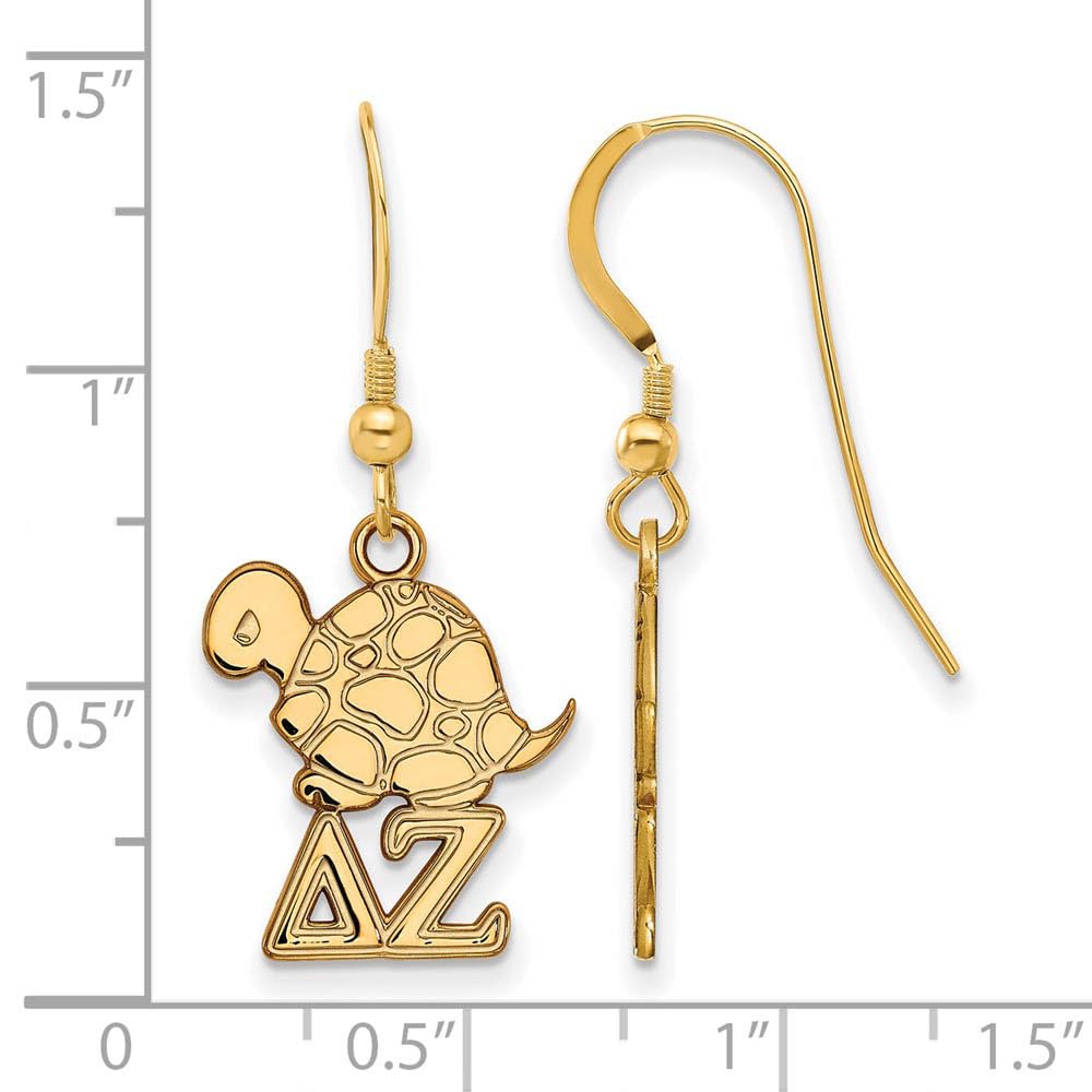 Sterling Silver Delta Zeta Small Dangle Earrings for Women - Greek Sorority Jewelry Gift for Sisters, Formal Events & Everyday Wear