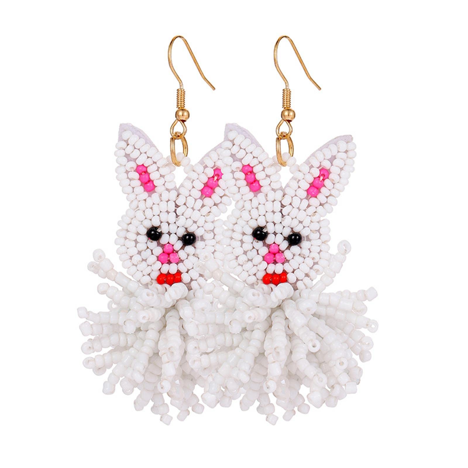Handmade Easter Bunny Beaded Earrings - Carrot & Egg Drop Dangle Jewelry for Women & Girls | Perfect for Easter Celebrations, Spring Parties & Gift Giving