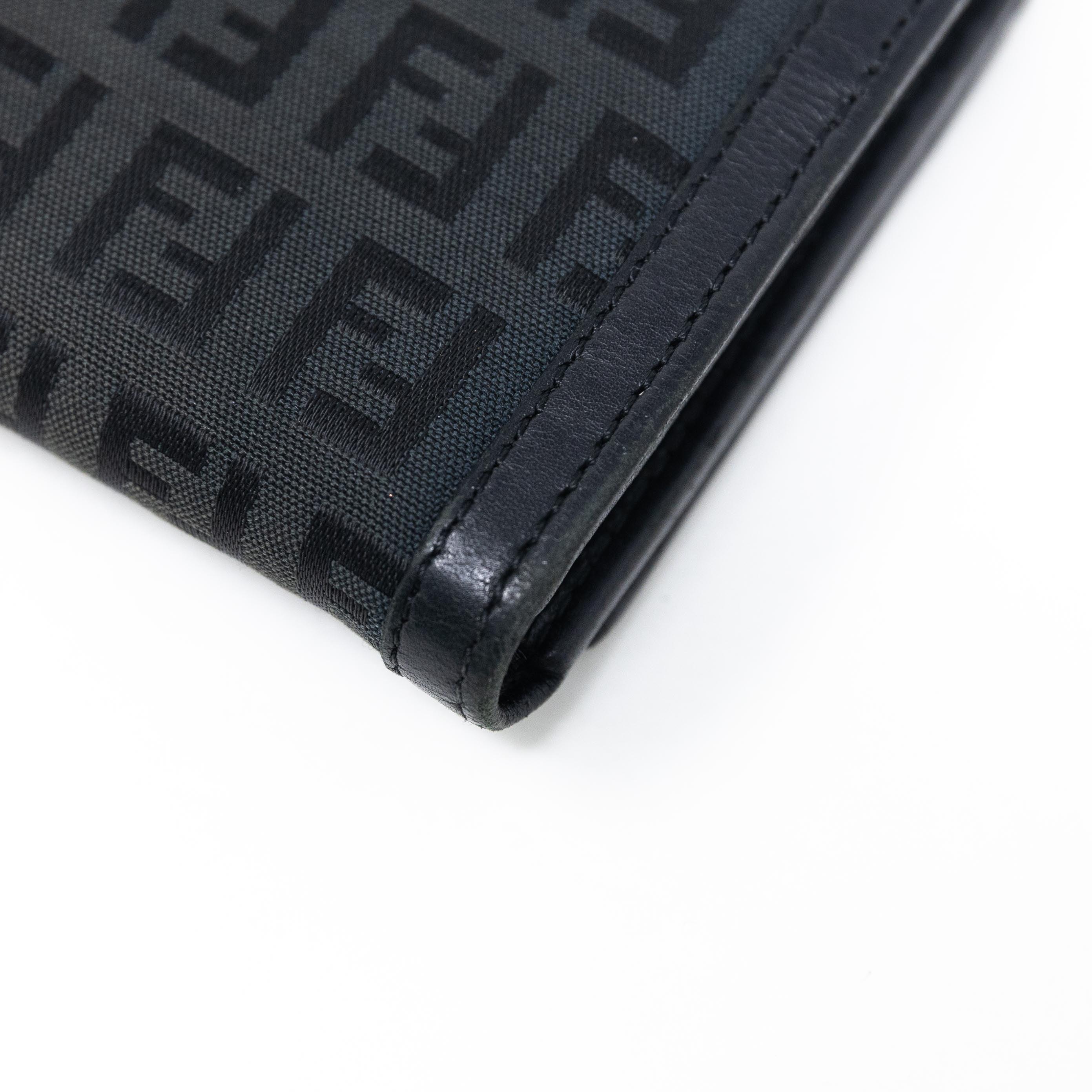 Fendi Black Zucchino Leather Wallet for Women - Luxury Designer Bifold Wallet with Coin Pocket - Perfect for Everyday Use, Travel & Gift Giving