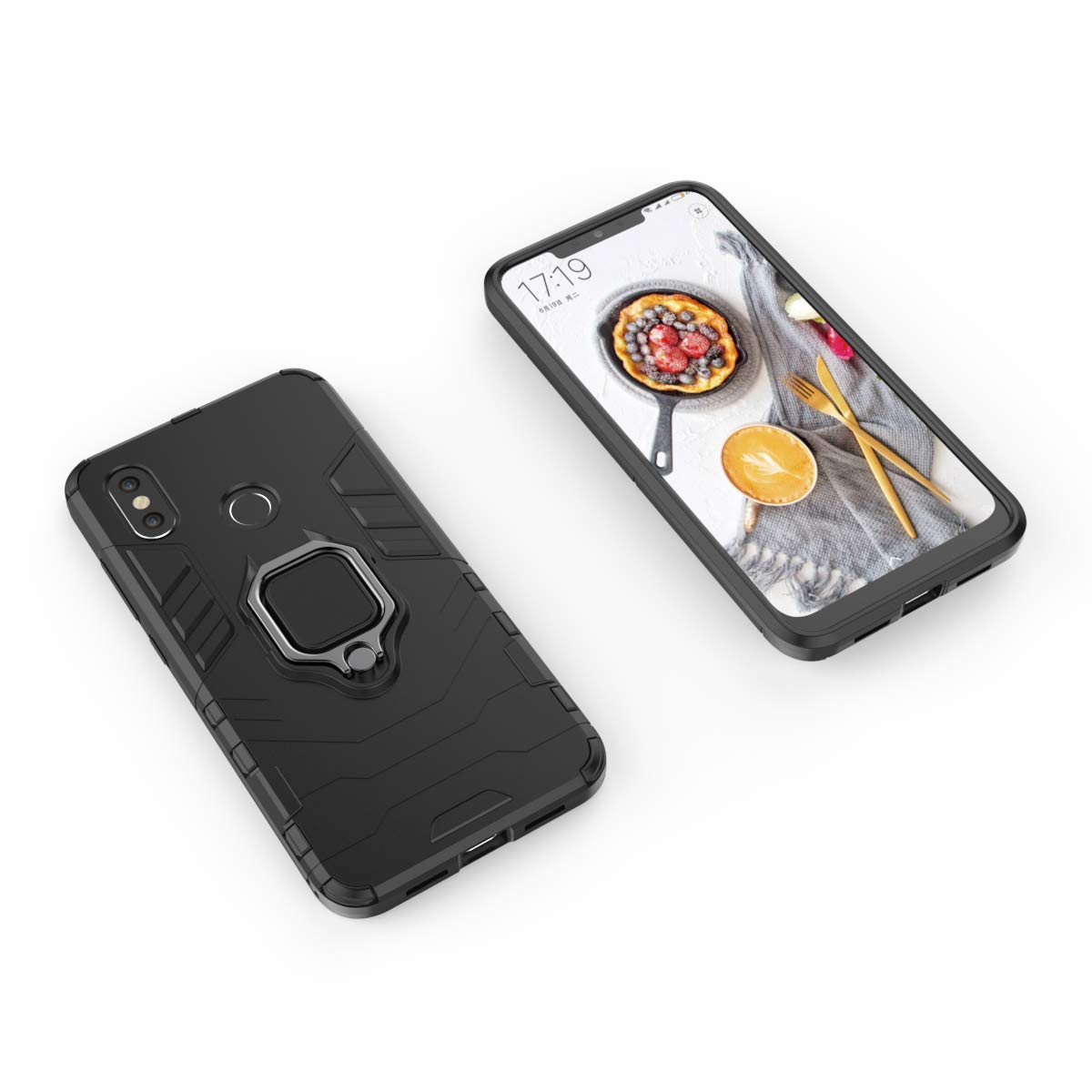 SORAKA Xiaomi Mi 8 Case with Ring Holder & Magnetic Plate - Slim Soft TPU Protective Cover for Xiaomi Mi 8 Smartphone - Perfect for Car Mounting, Hands-Free Use & Daily Protection (Black)