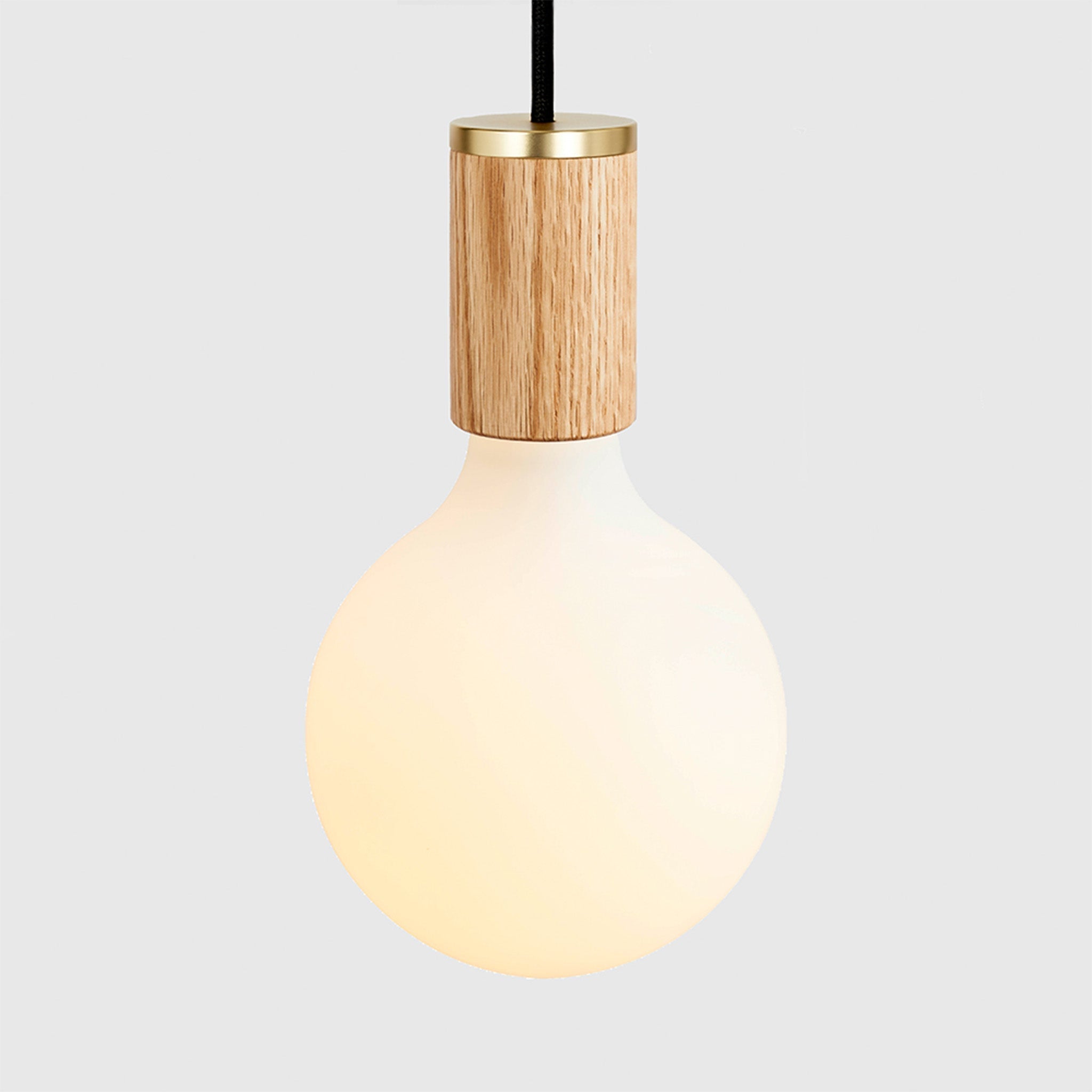 Porcelain III Pendant Light in Oak - Modern Hanging Light Fixture for Kitchen Island, Dining Room & Bedroom Lighting