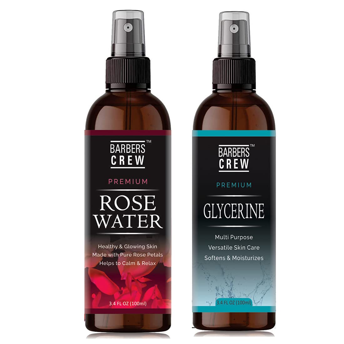 Organic Rose Water & Glycerin Toner - 100ml Hydrating Facial Mist for Cleansing & Nourishing Skin | Pack of 2 Bottles (200ml Total) | Perfect for Post-Shave, Makeup Removal & Daily Skincare Routine