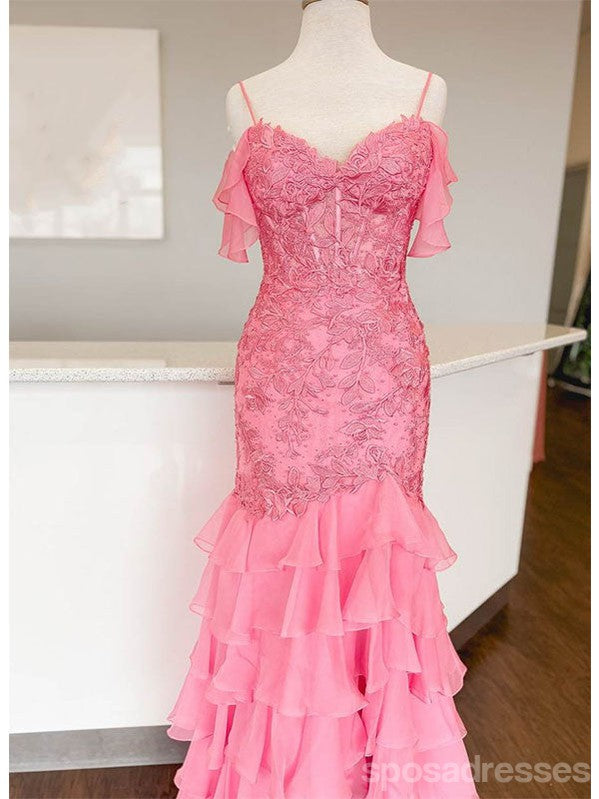 Elegant Hot Pink Mermaid Cold Shoulder Long Prom Dress for Women - Perfect for Evening Parties, Homecoming, and Special Occasions