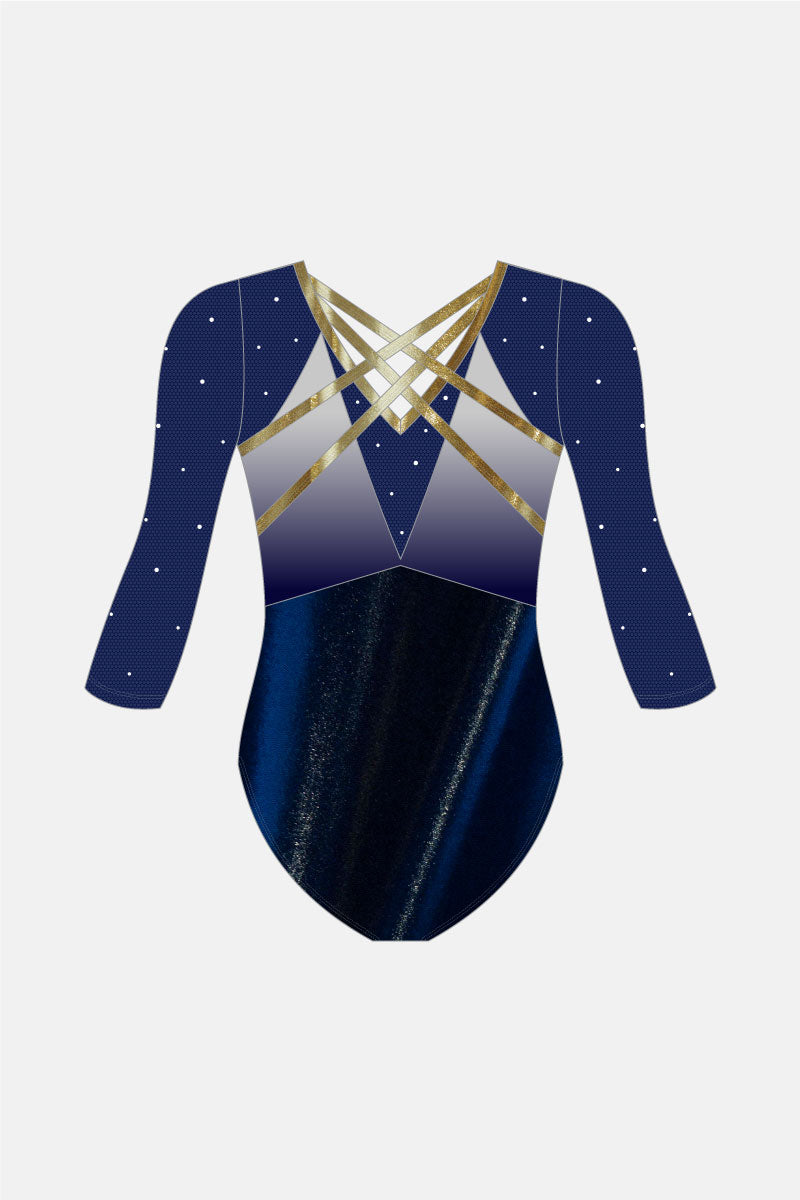 Navy Blue Estelle 3/4 Sleeve Leotard for Ballet, Dance & Gymnastics - Comfortable Stretch Fabric for Kids & Adults
