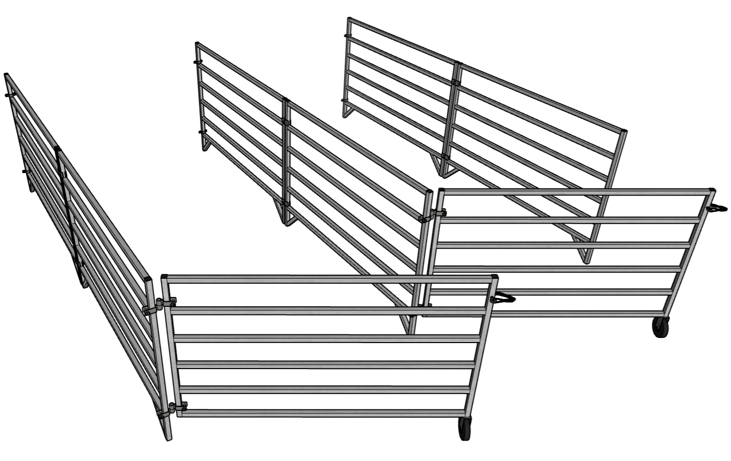 5 Ft X 10 Ft Aluminum 6-Rail Wall Mounted Horse Stall Kit (2 Panels + 1 Gate) - Perfect for Barns, Stables & Equine Facilities