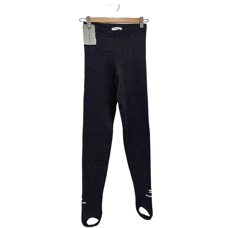 Balenciaga Black Logo Stirrup Leggings for Women Size S (US 4/6) - High Waist Yoga Pants for Workout, Running & Casual Wear