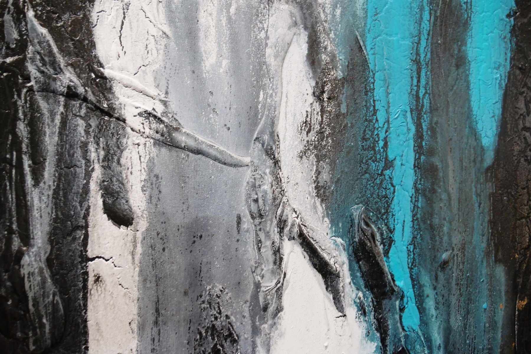 Golden Teal 190cm x 100cm Black Teal Gold Textured Abstract Canvas Wall Art - Modern Home Decor for Living Room, Bedroom, Office