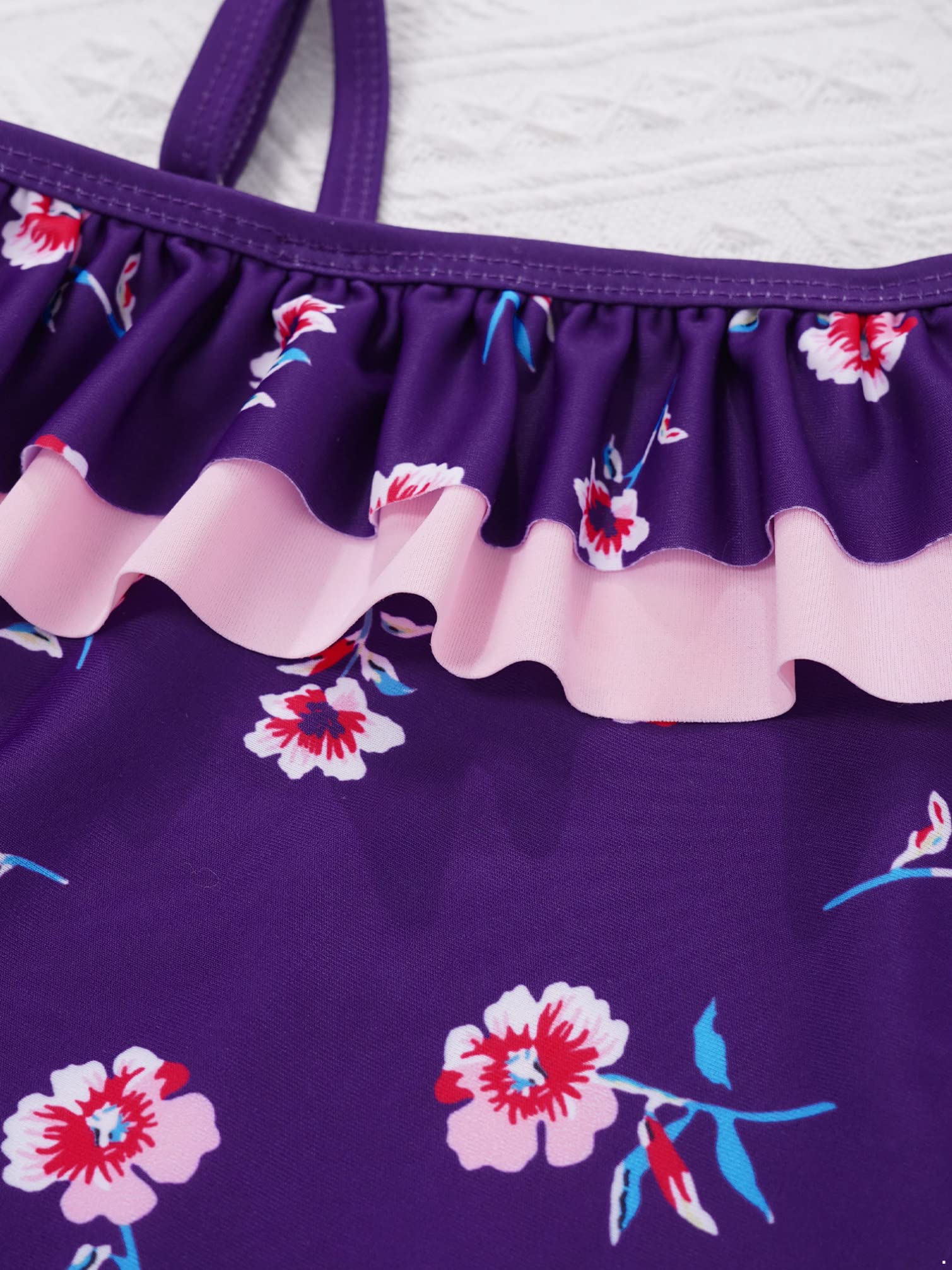 Moily Girls Floral One Shoulder Ruffles One Piece Swimsuit - Women's Sexy Surfing Bathing Suit for Beach, Pool & Vacation | Perfect for Summer, Swim Parties & Tropical Getaways