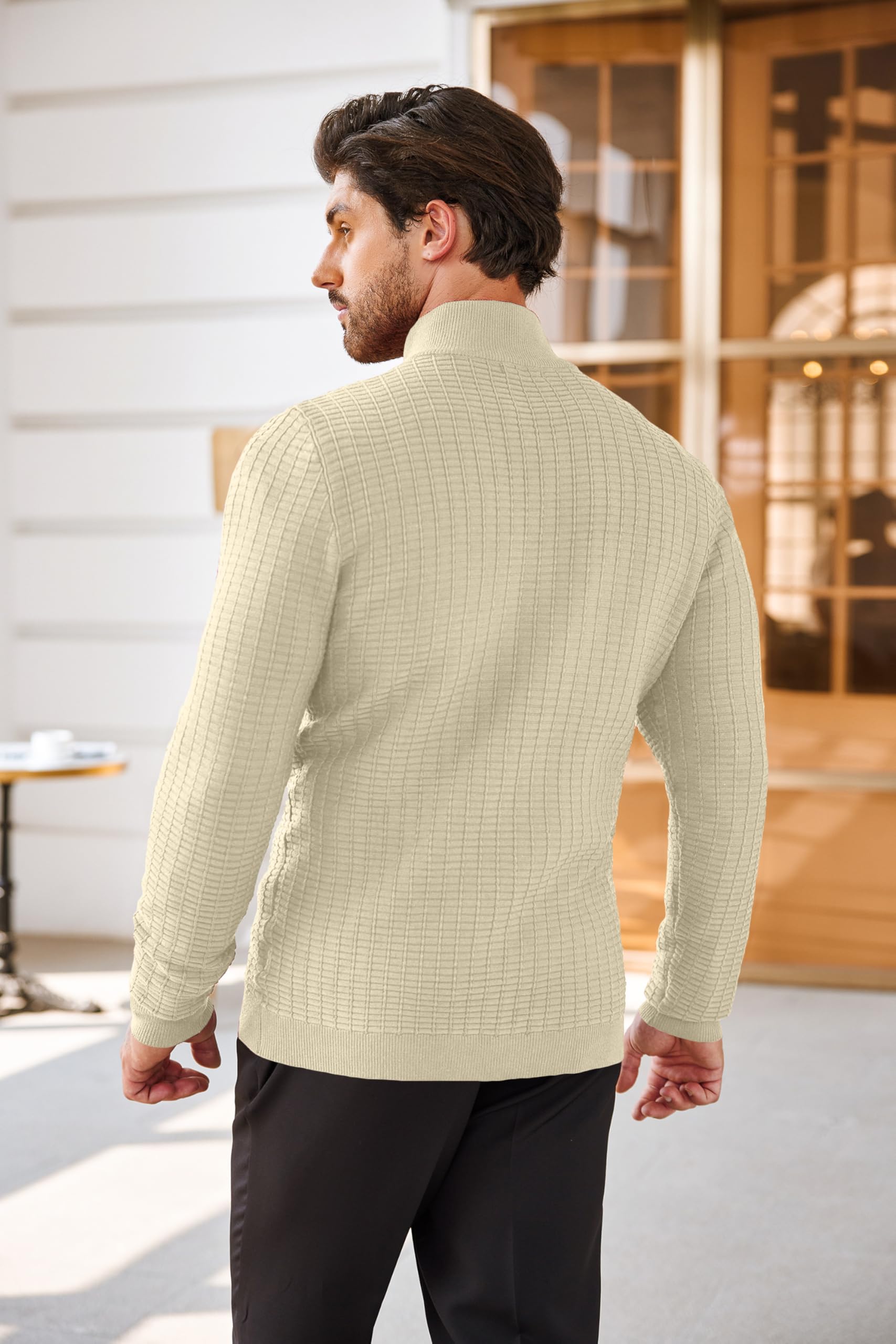 COOFANDY Men's Slim Fit Lightweight Cotton Quarter Zip Sweater - Breathable Knit Mock Neck Pullover for Casual Wear | Perfect for Office, Outdoor & Fall Layering