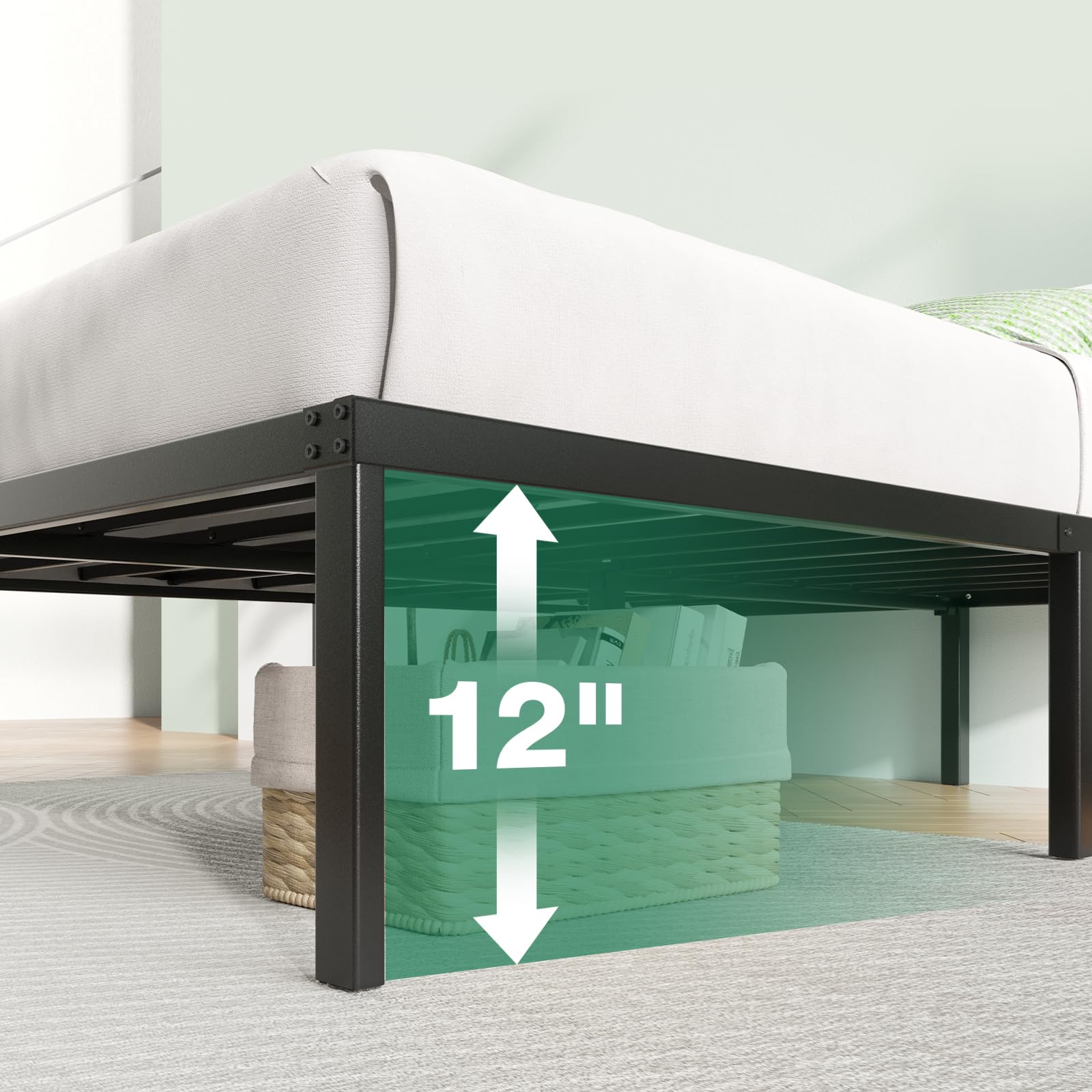 Novilla Full Size Bed Frame - 14 Inch Metal Platform Bed with Under Bed Storage, Heavy Duty Steel Slat Support, No Box Spring Needed, Easy Assembly - Perfect for Small Bedrooms, Guest Rooms & Dormitories