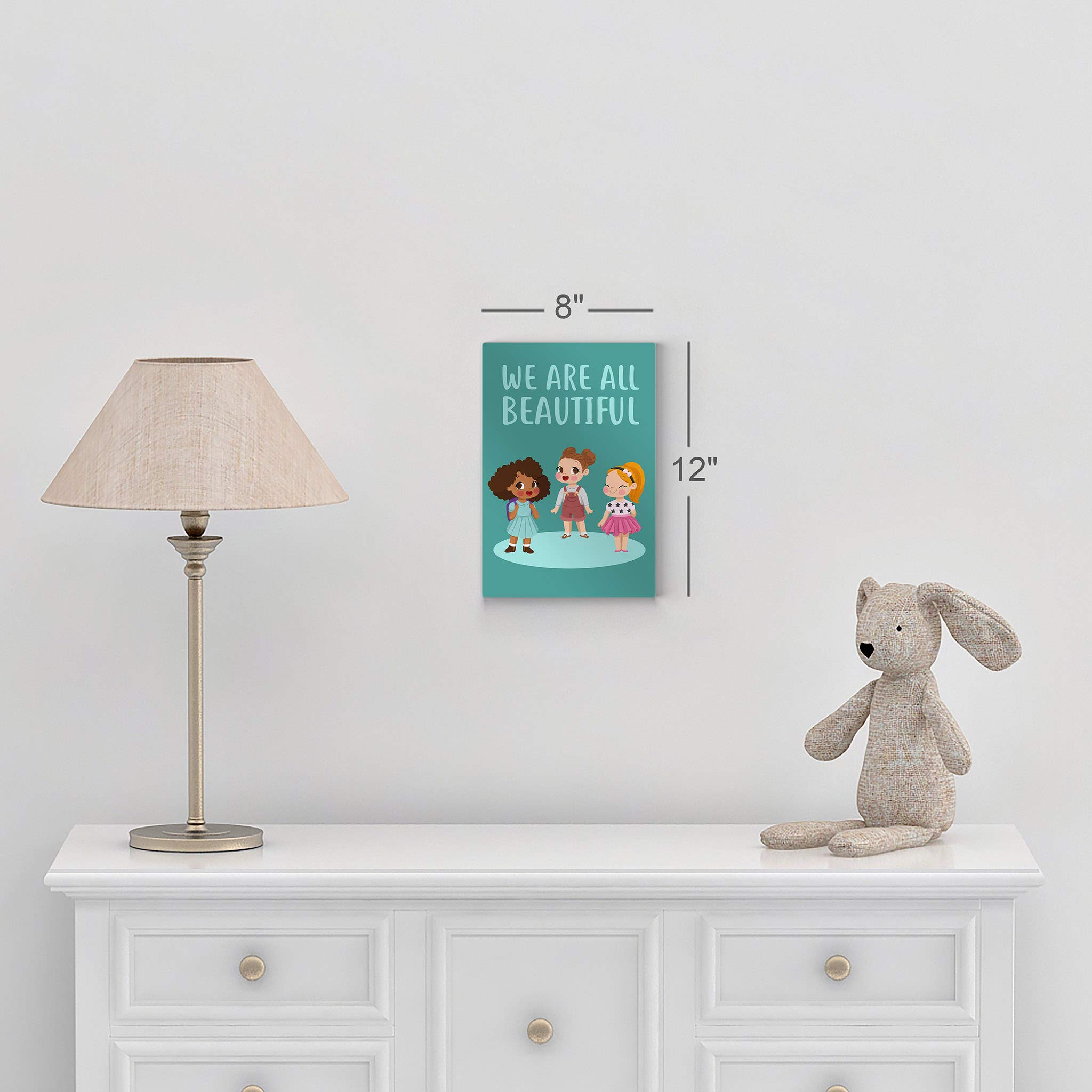 Diversity Kids Wall Art - 'We Are All Beautiful' African American Black & White Metal Print - 40x30 Inch Nursery Decor, Baby Room Decor, Made in USA | Perfect for Kids' Rooms, Playrooms & Classrooms