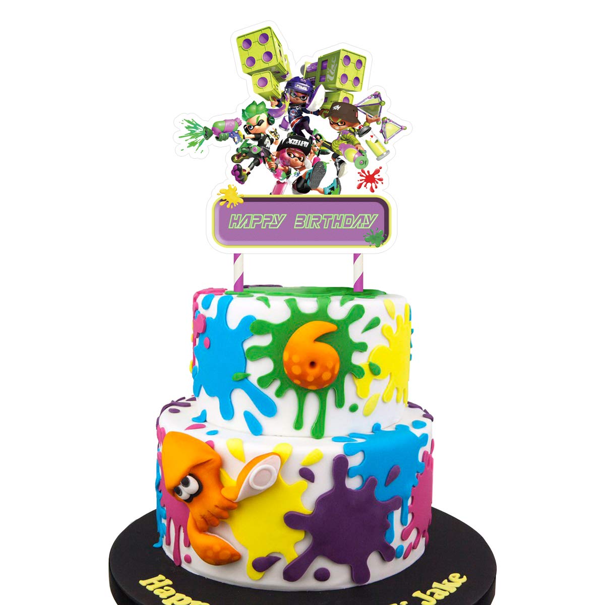 Splatoon Cake Toppers - Happy Birthday Cake Decorations for Splatoon Theme Party | Perfect for Birthday Cakes, Cupcakes, and Party Desserts