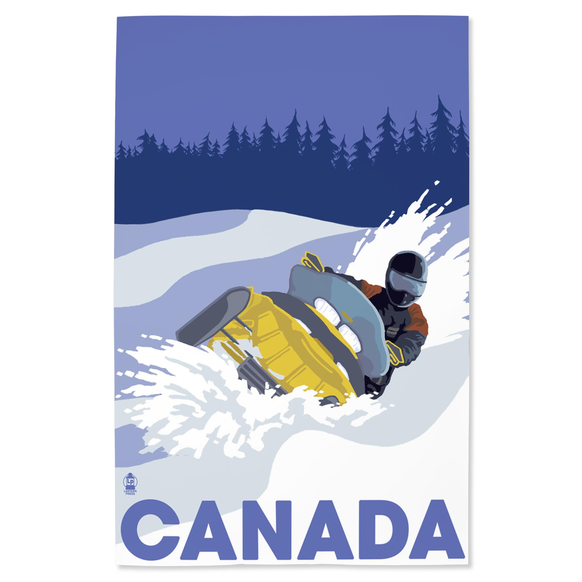Lantern Press 16x24 Inch Giclee Art Print - Snowmobile Winter Scene in Canada - Perfect for Home Decor, Office Wall Art & Cabin Living Room