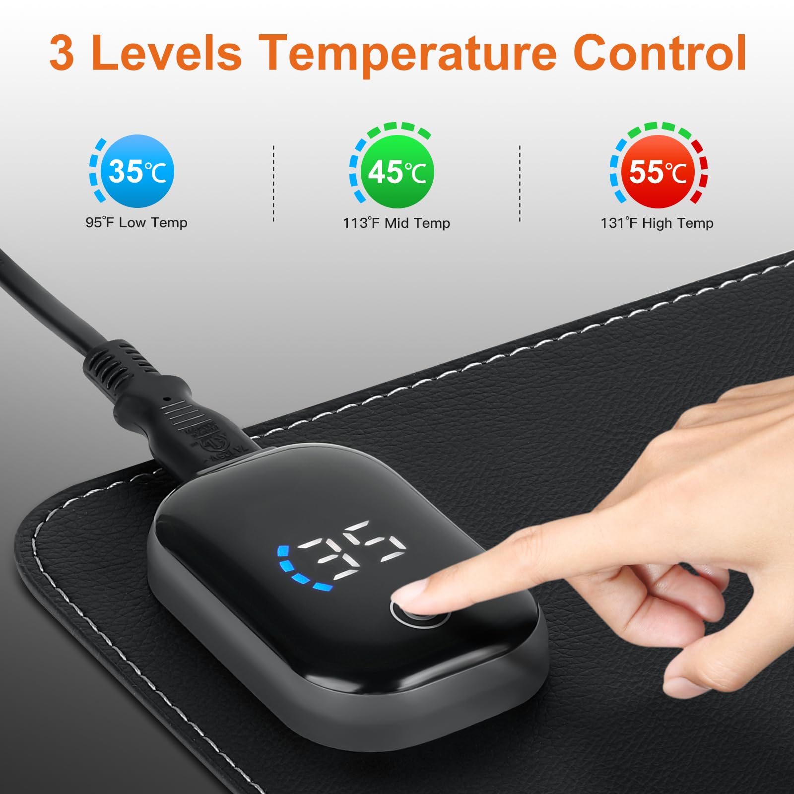 Premium Heated Mouse Pad & Desk Warmer - 3 Adjustable Heat Levels, Large 31.5