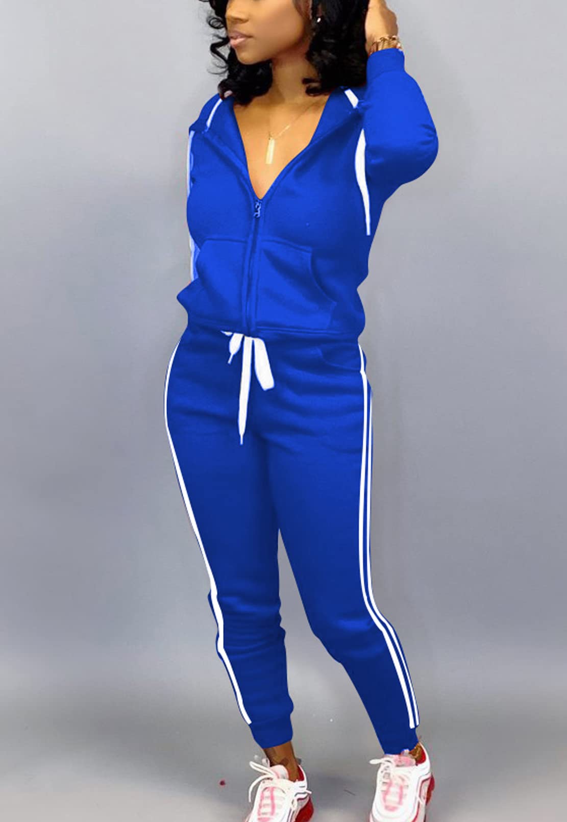 Mrskoala Women's 2-Piece Tracksuit Set - Soft Jogging Suit with Pockets for Workout, Running & Lounge - Blue (Size M) | Perfect for Gym, Yoga, Travel & Casual Wear