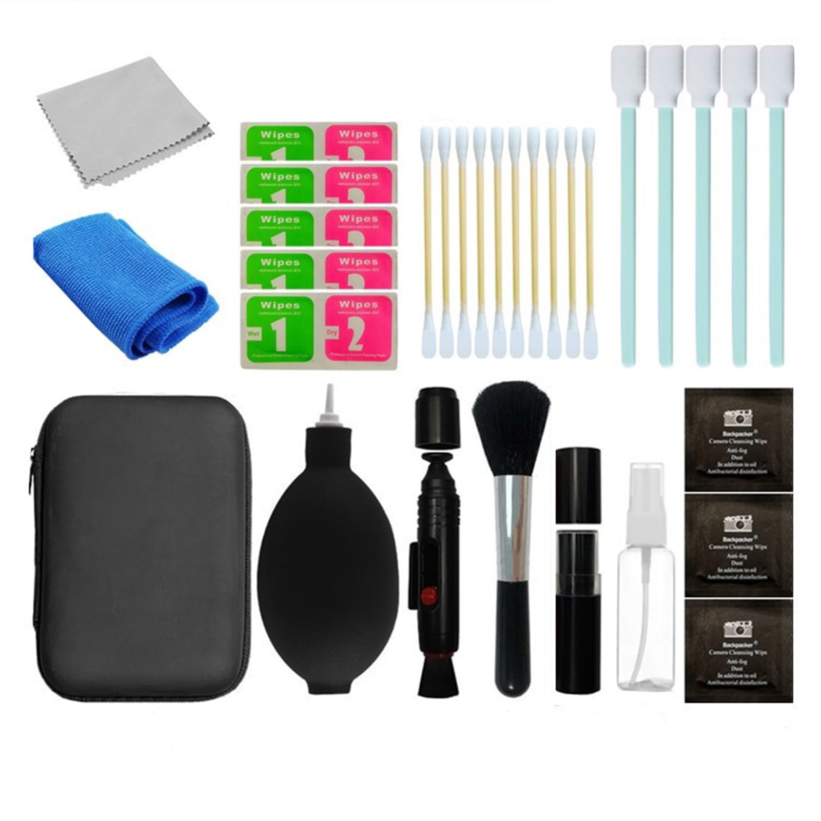 **12-in-1 Universal Camera Cleaning Kit for Digital Camera Lens, Phone, Keyboard & Computer – Includes Cleaning Solution, Brush, Microfiber Cloth, Air Blower, Lens Pen – Perfect for Travel, Home & Office Use**