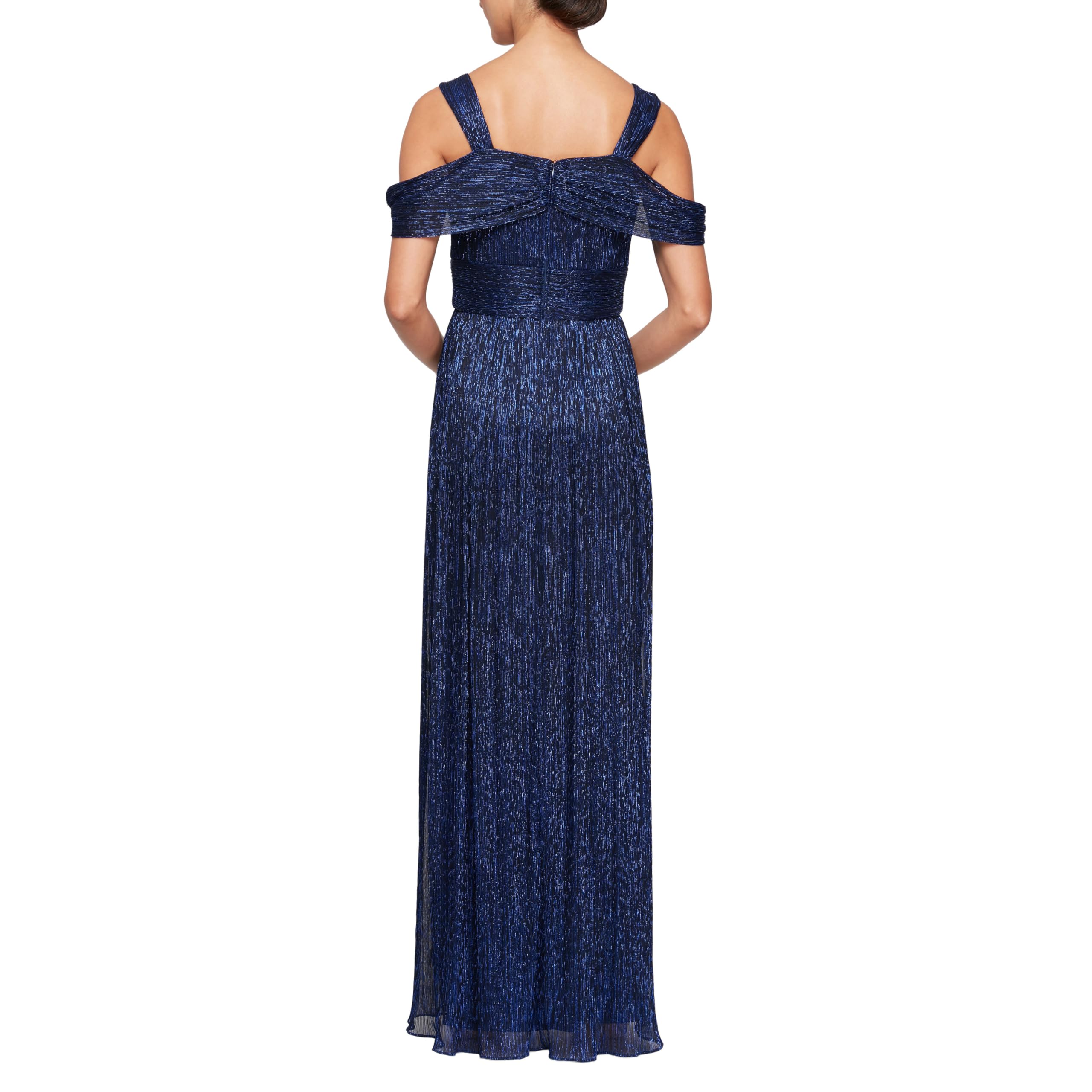 Alex Evenings Women's Long Cold Shoulder Dress - Elegant Mother of The Bride & Wedding Guest Gown for Formal Events (Petite & Regular Sizes) | Perfect for Weddings, Galas, Cocktail Parties & Special Occasions