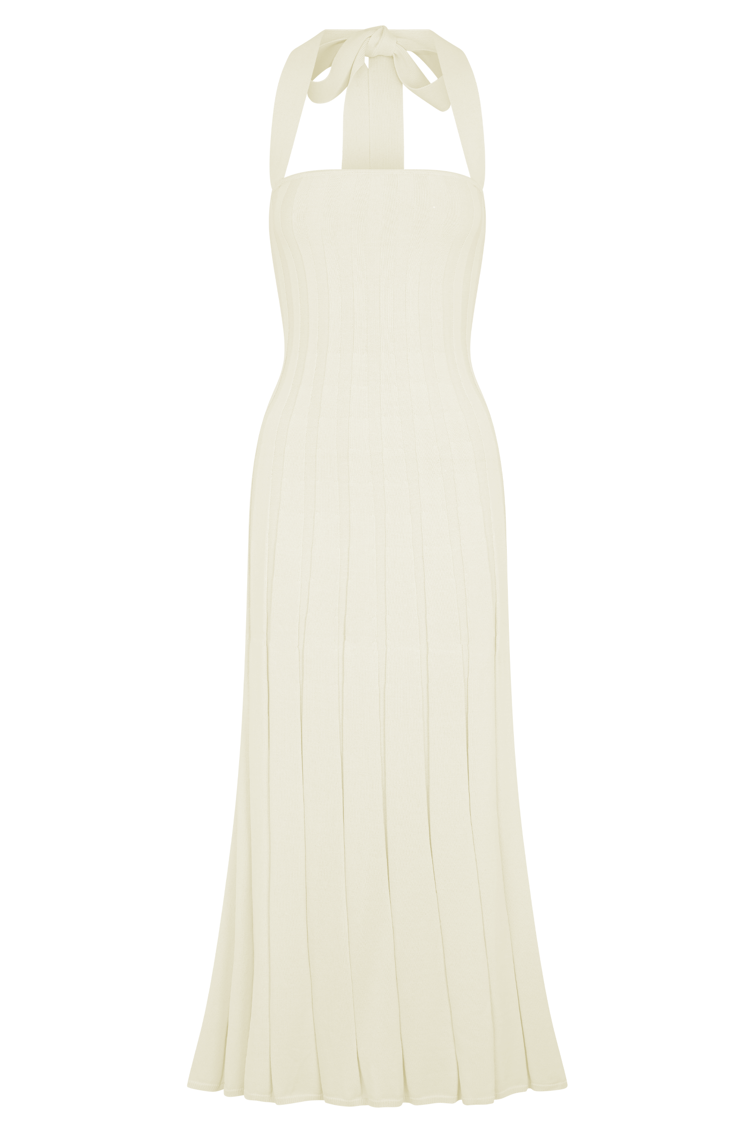 Jacqui Halter Knit Midi Dress in Ivory - Elegant Women's Summer Casual Dress for Beach, Party & Date Night