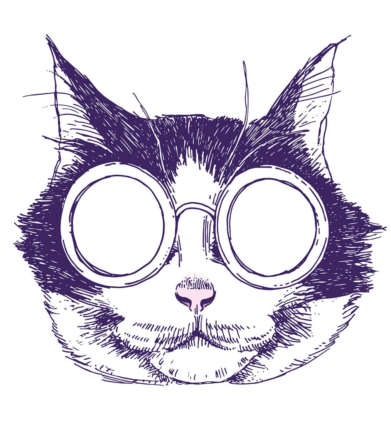 Ambesonne Cat Lover Duvet Cover Set - King Size 3-Piece Bedding with Funny Sunglasses Cat Portrait in Indigo & Pale Pink | Perfect for Cat Enthusiast Bedrooms & Unique Gift Ideas