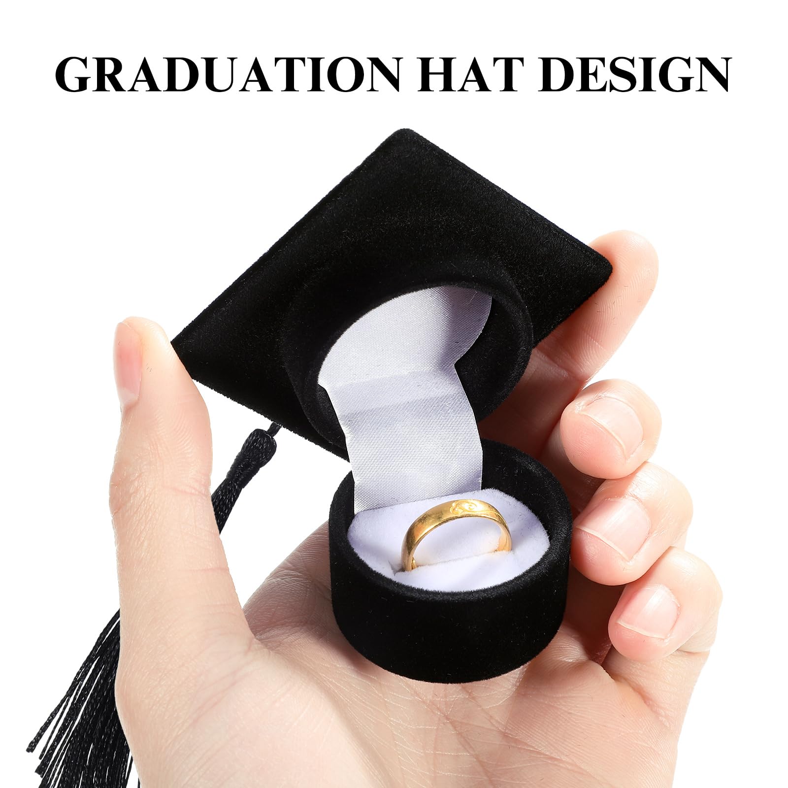 Amosfun Graduation Cap Jewelry Box - Creative Hat Ring Display Holder for Wedding Proposal, Engagement Party, Birthday Gift & Ceremony Accessories | Perfect for Graduation Gifts, Bridal Shower Favors & Special Occasion Keepsakes