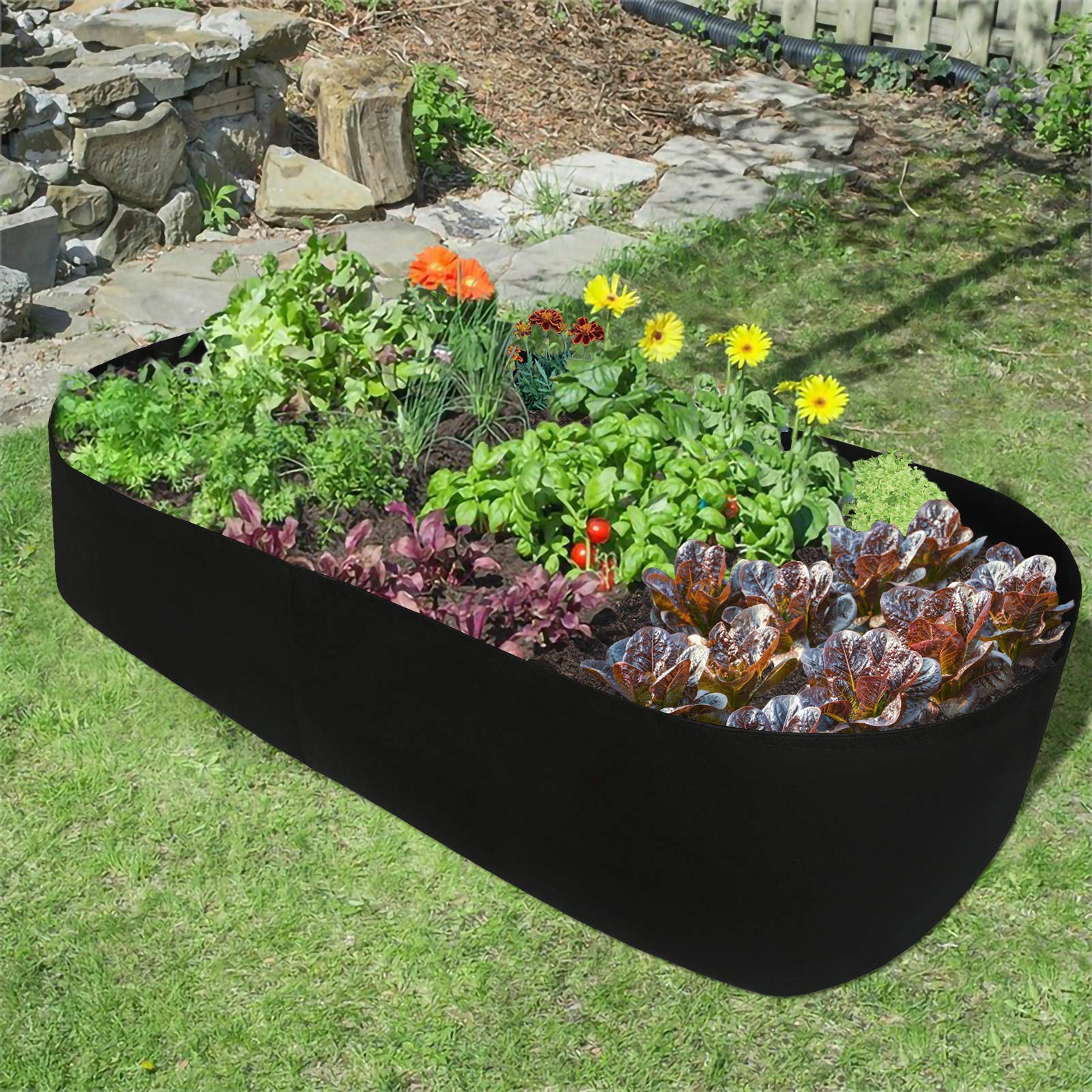 Firlar 35.4x70.8 Inch Black Fabric Raised Garden Bed - Durable Planting Grow Bag for Herbs, Flowers, Vegetables | Perfect for Patio, Balcony & Backyard Gardening