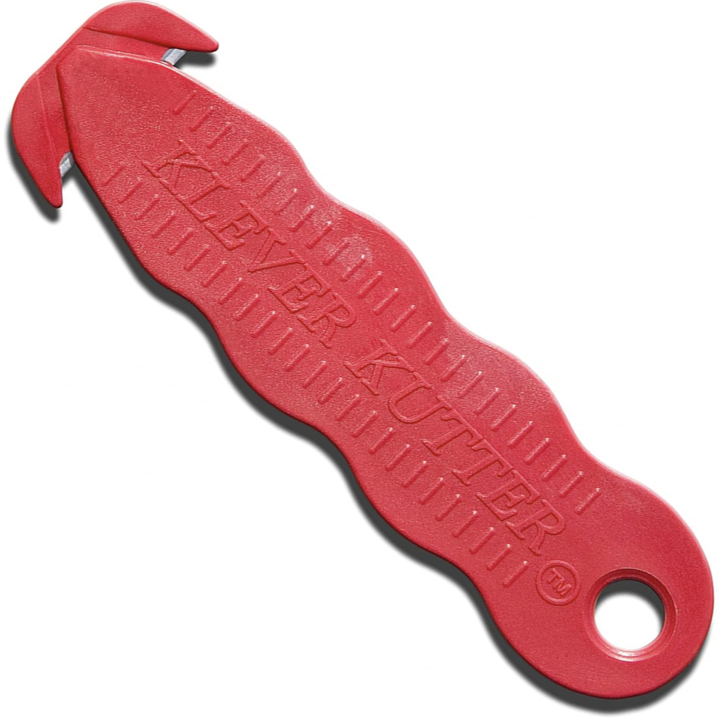 100 Pack Safety Box Cutter Utility Knives - Klever Kutter with Carbon Steel Blades | Heavy Duty Package Opener Tool for Cardboard, Shipping Boxes & Warehouse Use | Safex Industrial Box Cutters (Red, Bulk Pack)