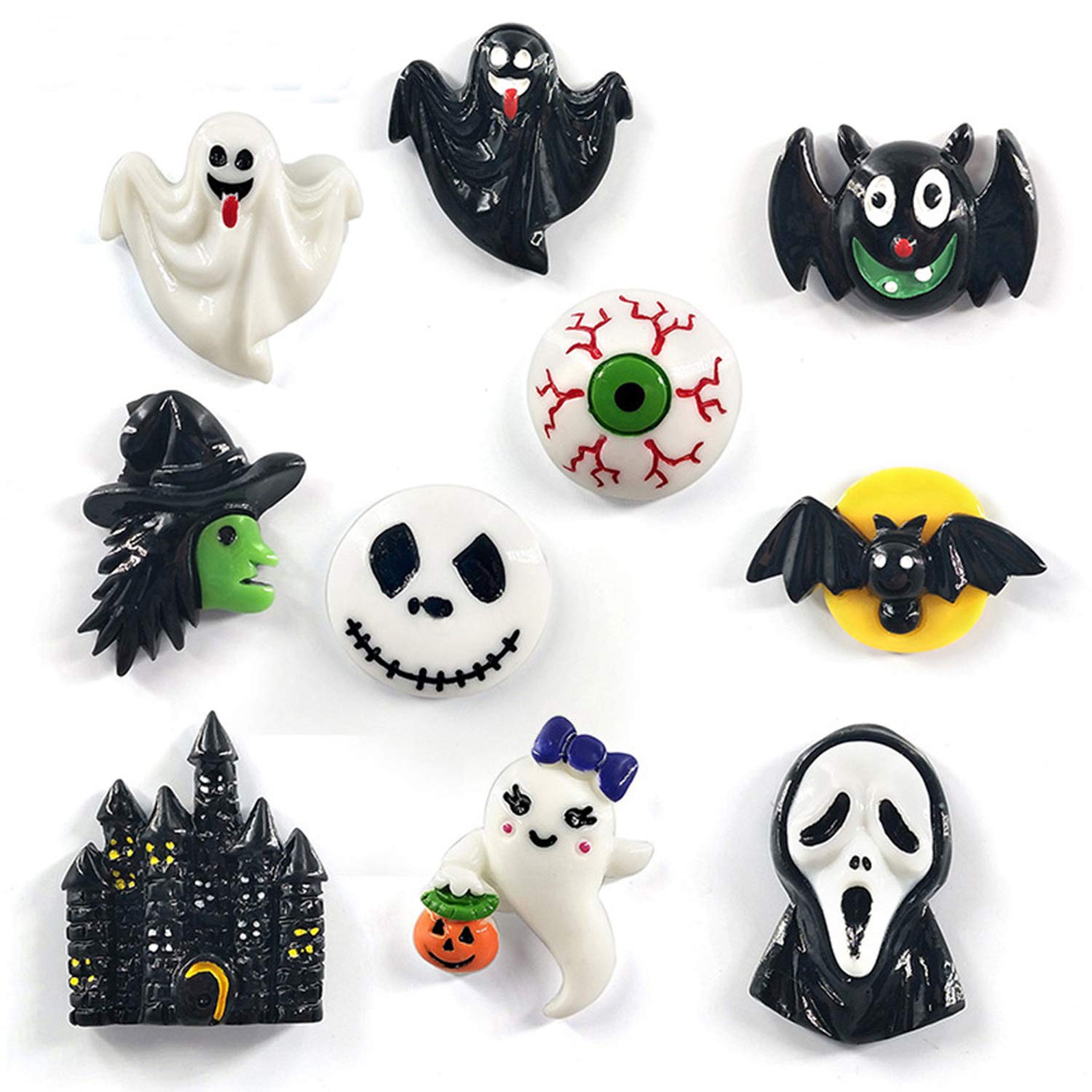 10pcs Halloween Resin Fridge Magnets - Spooky Ghost Pumpkin Bat Decor for Kitchen, Office & Home - Halloween Party Favors & Gifts (Halloween Series) - Perfect for Fridge, Whiteboard & Metal Surfaces