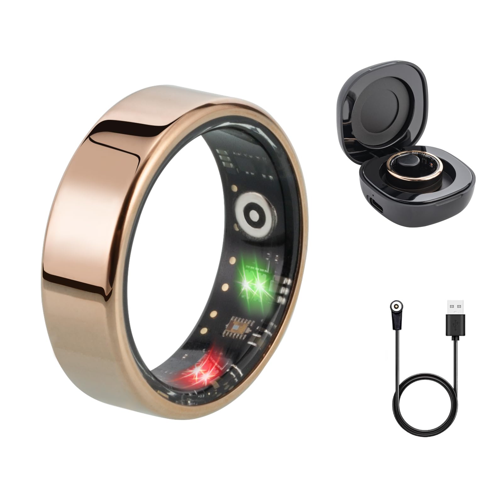 Smart Ring for Fitness Tracking - Monitor Heart Rate, Sleep, Blood Oxygen & Calories - IP68 Waterproof - No App Subscription - Rose Gold (Size 12) | Ideal for Workouts, Sleep Analysis & Daily Health Monitoring