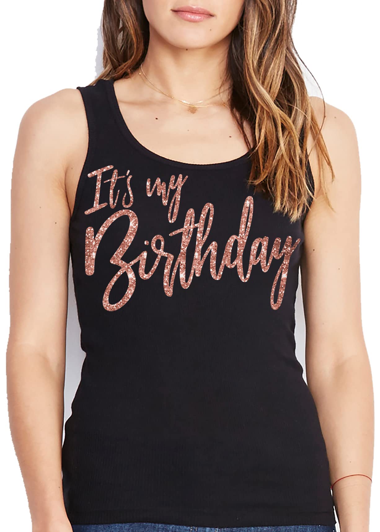 Rose Gold Birthday Tanks for Women - Elegant Birthday Shirts & Party Tops - Perfect for Birthday Parties, Girls Night Out & Special Celebrations