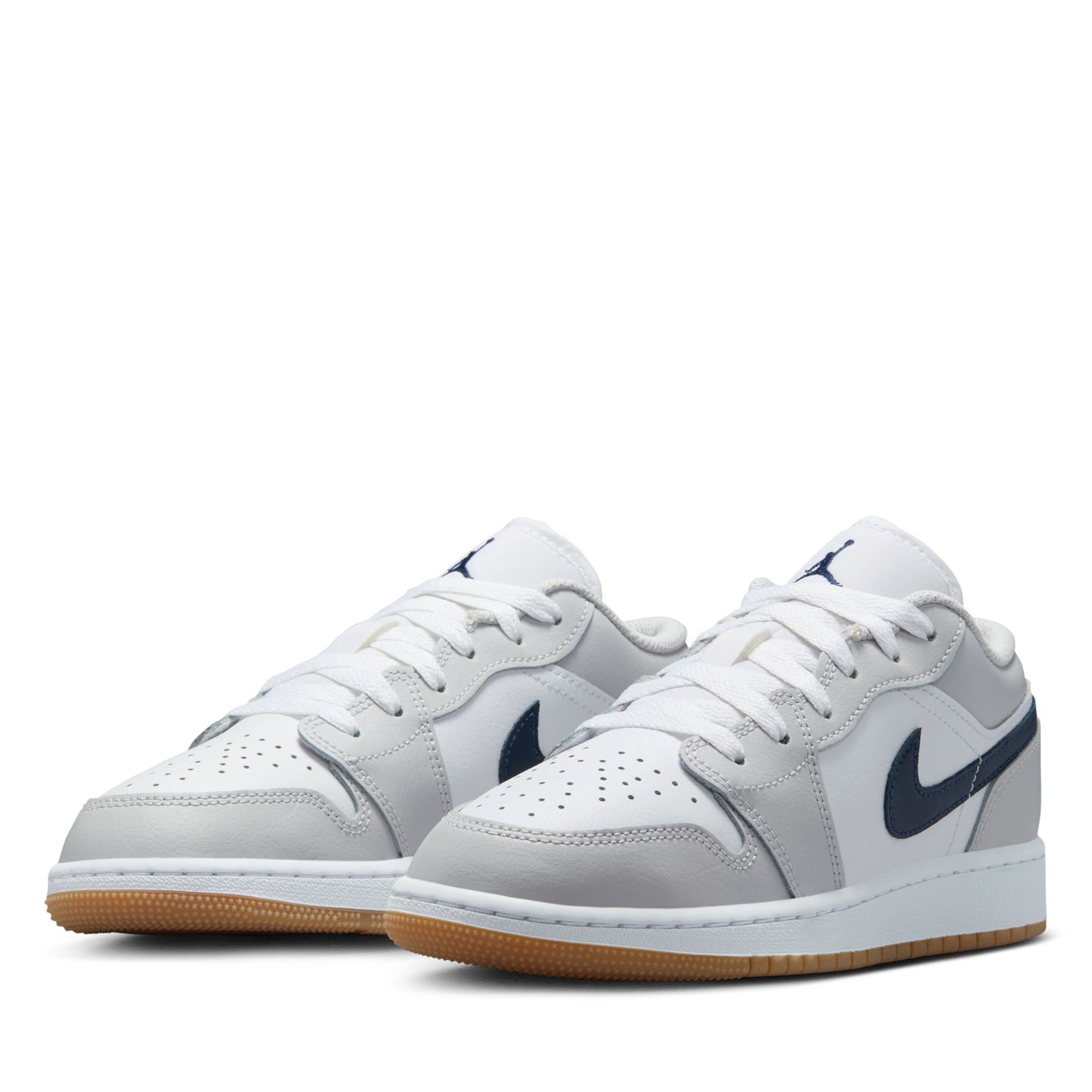 Air Jordan 1 Low GS Sneakers - White & Midnight Navy Basketball Shoes for Kids - Perfect for School, Sports & Casual Wear