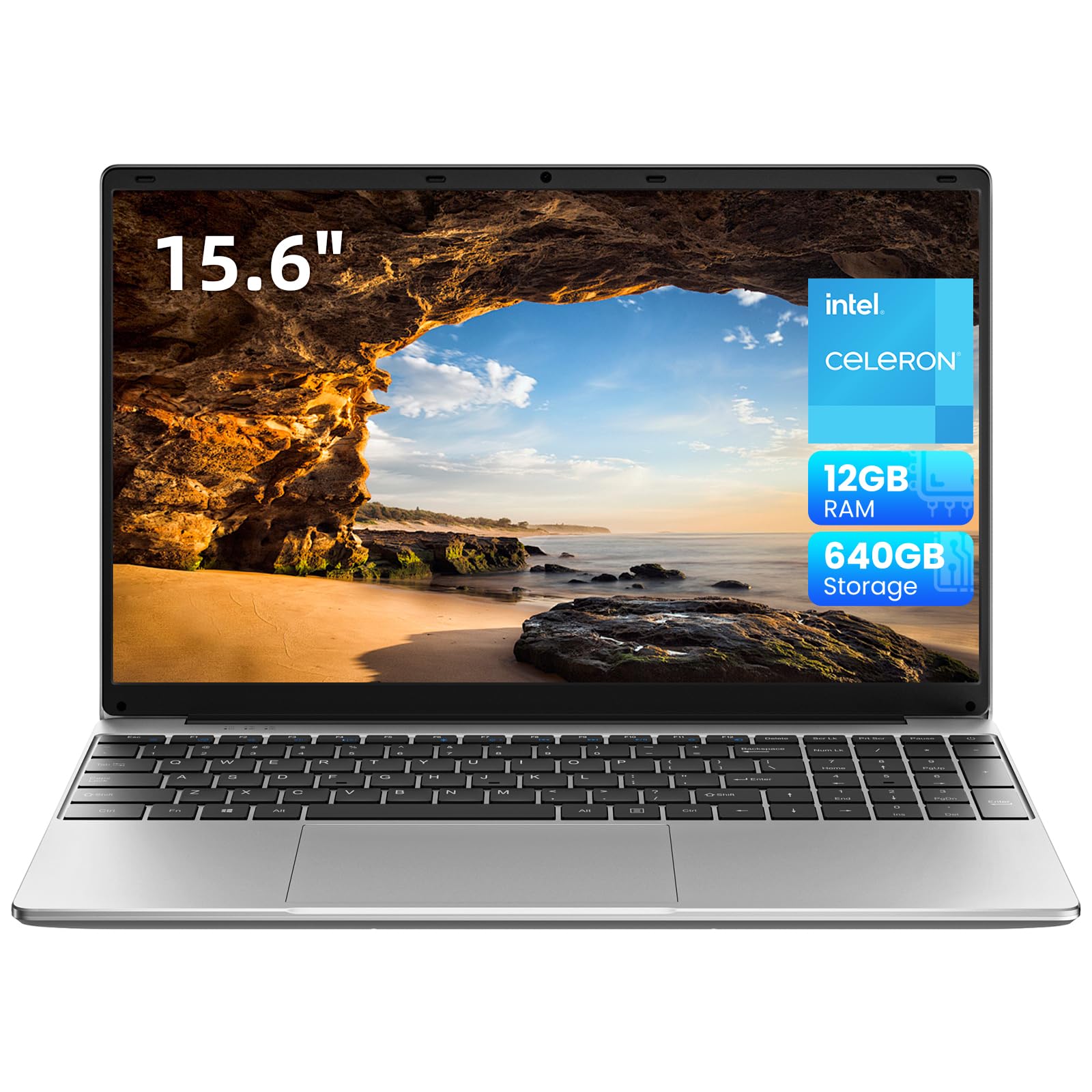 Jumper Laptop 15.6 Inch FHD Display, 12GB RAM 640GB ROM, Notebook with Intel 5305U Processor, 38Wh Battery, Dual Stereo Speakers, Type-C & USB 3.0 Ports, Digital Keyboard - Perfect for Work, Study & Entertainment